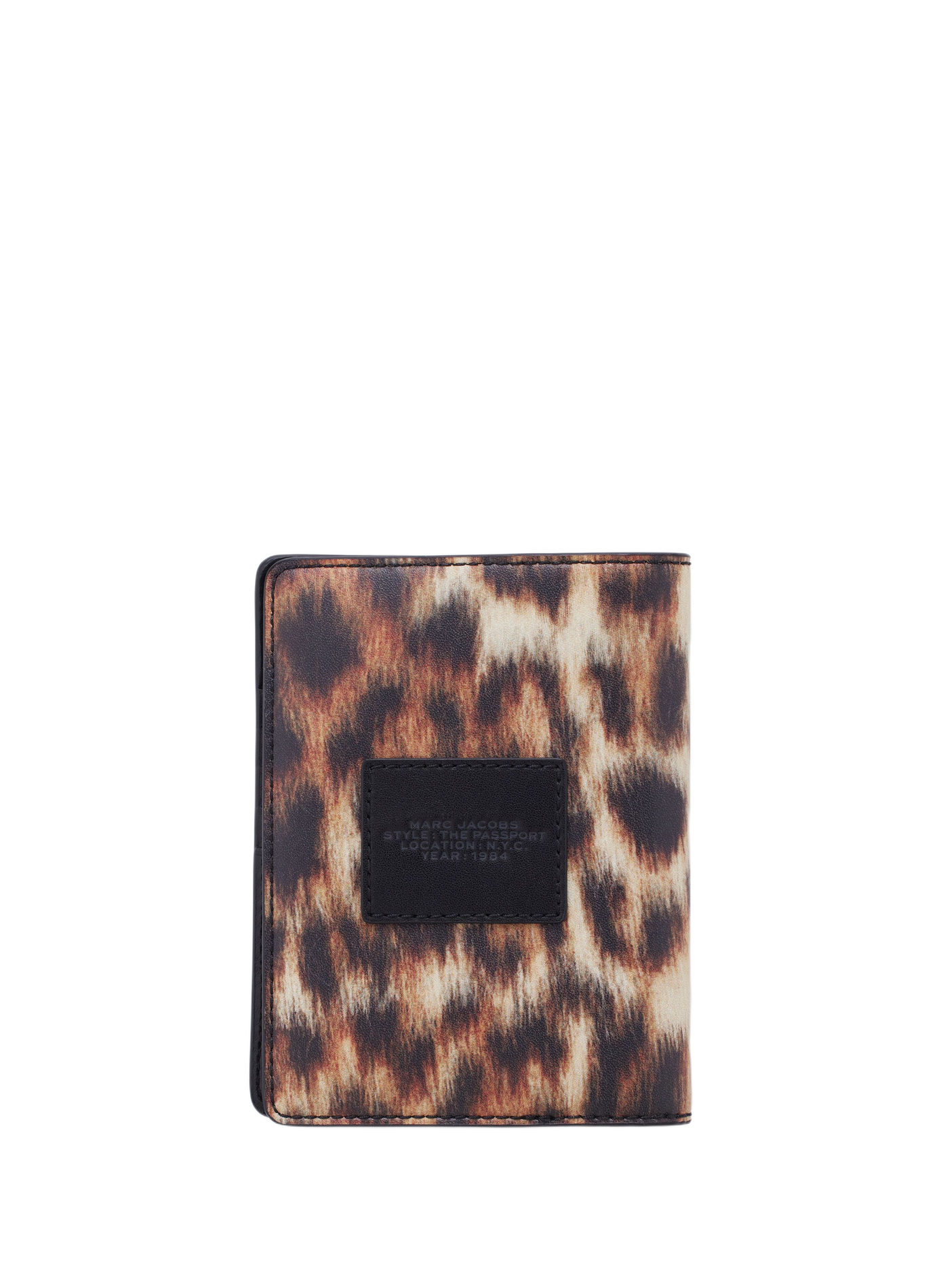Leopard Print Leather Passport Holder MARC JACOBS Brown
