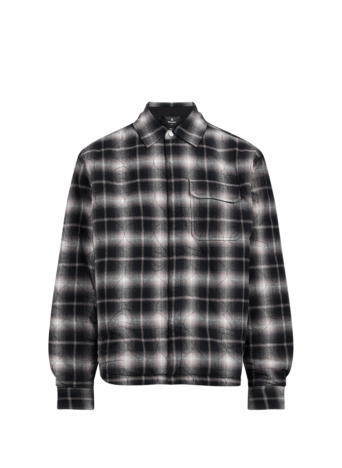 Oversized quilted cotton printed overshirt REPRESENT Black