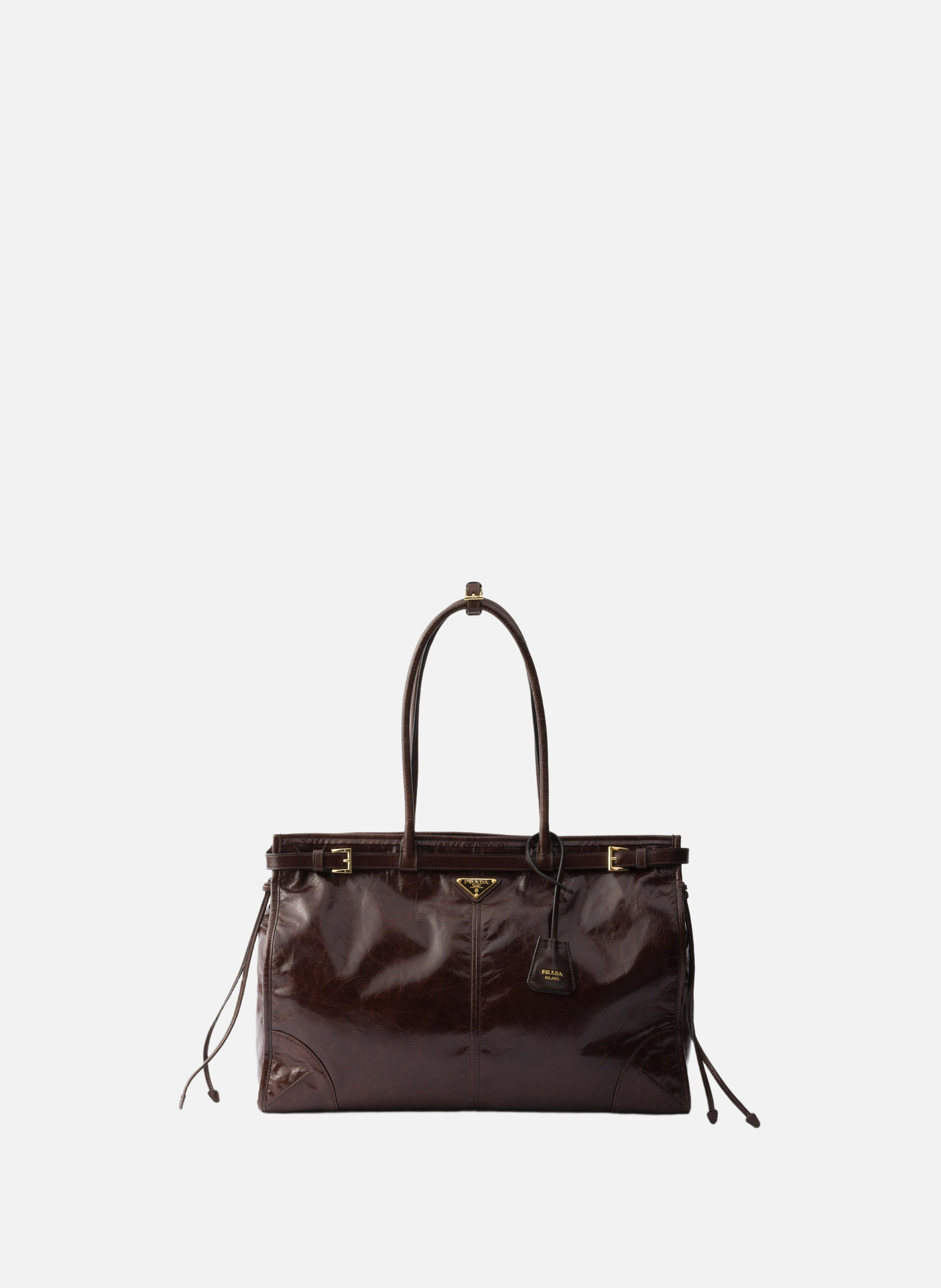 Grand sac prada bonnie en cuir PRADA Marron