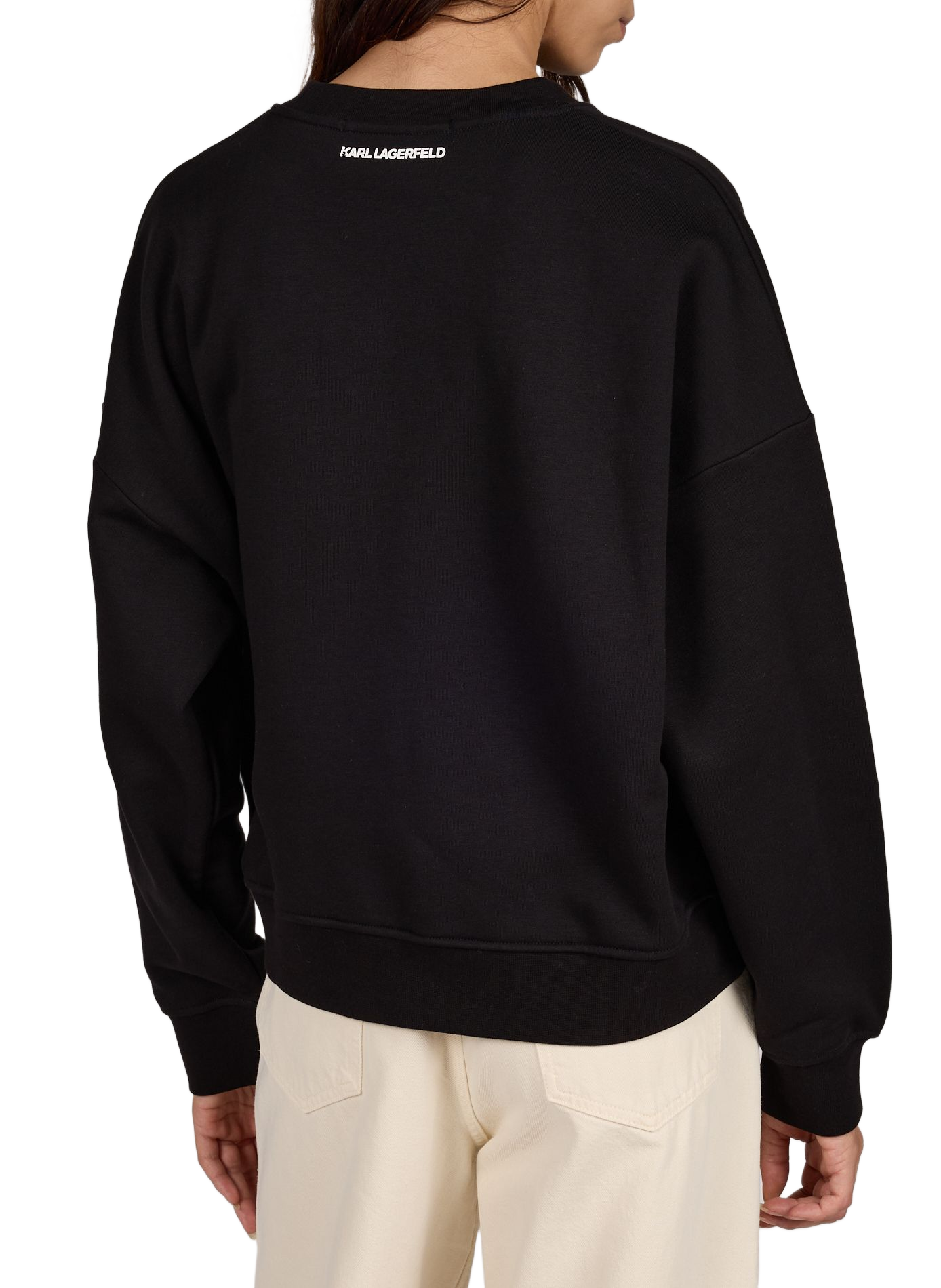 Sweat col rond en coton mélangé KARL LAGERFELD Noir