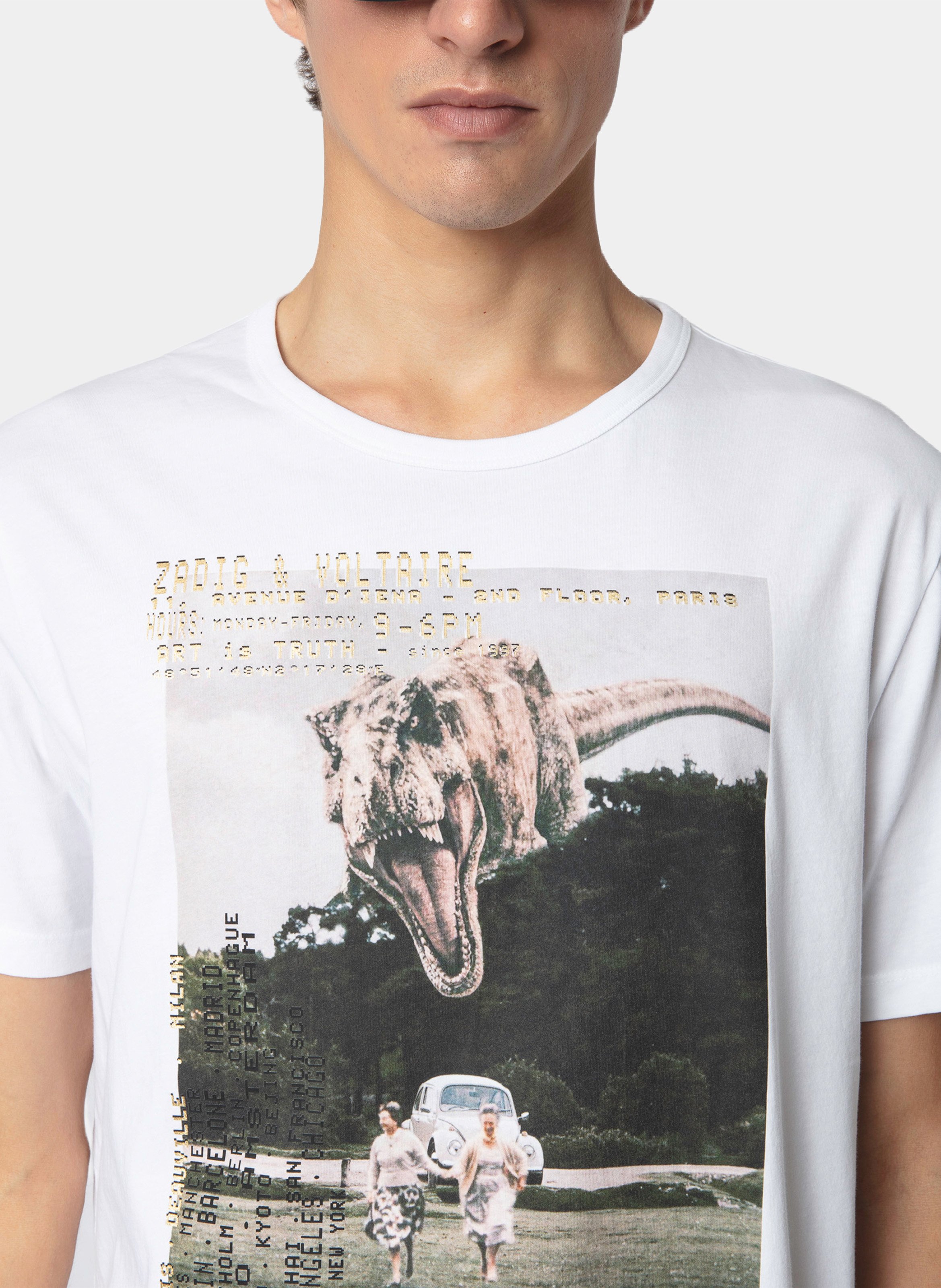 T-shirt van biologisch katoen met recht model en zeefdruk van Ted. ZADIG&VOLTAIRE Wit