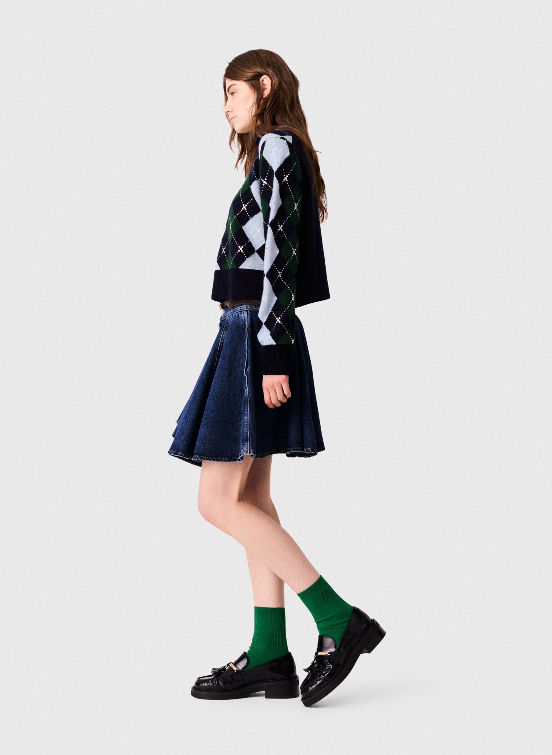 Pull droit en laine MAJE Bleu