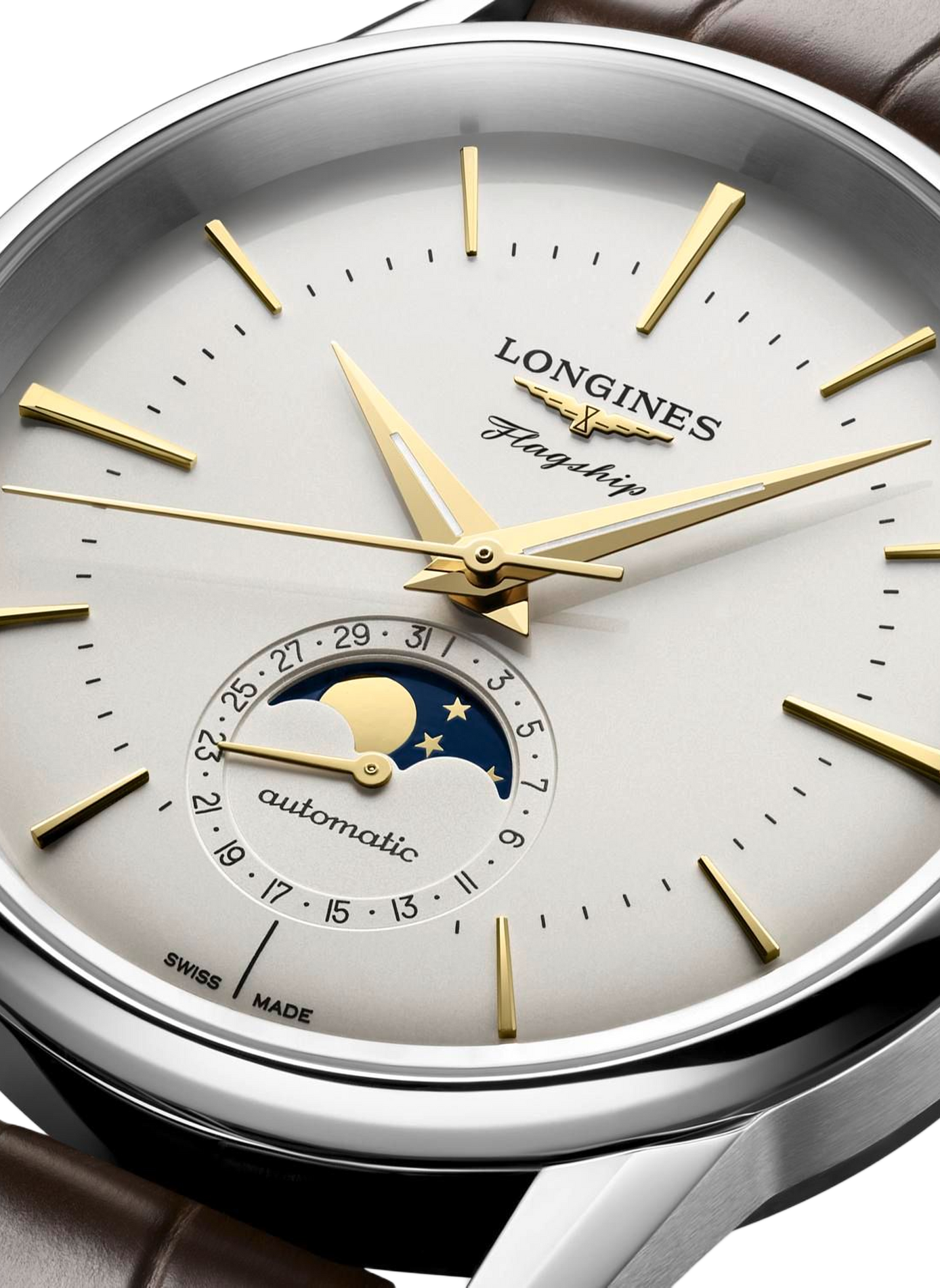 Montre automatique Flagship Heritage en cuir LONGINES Blanc