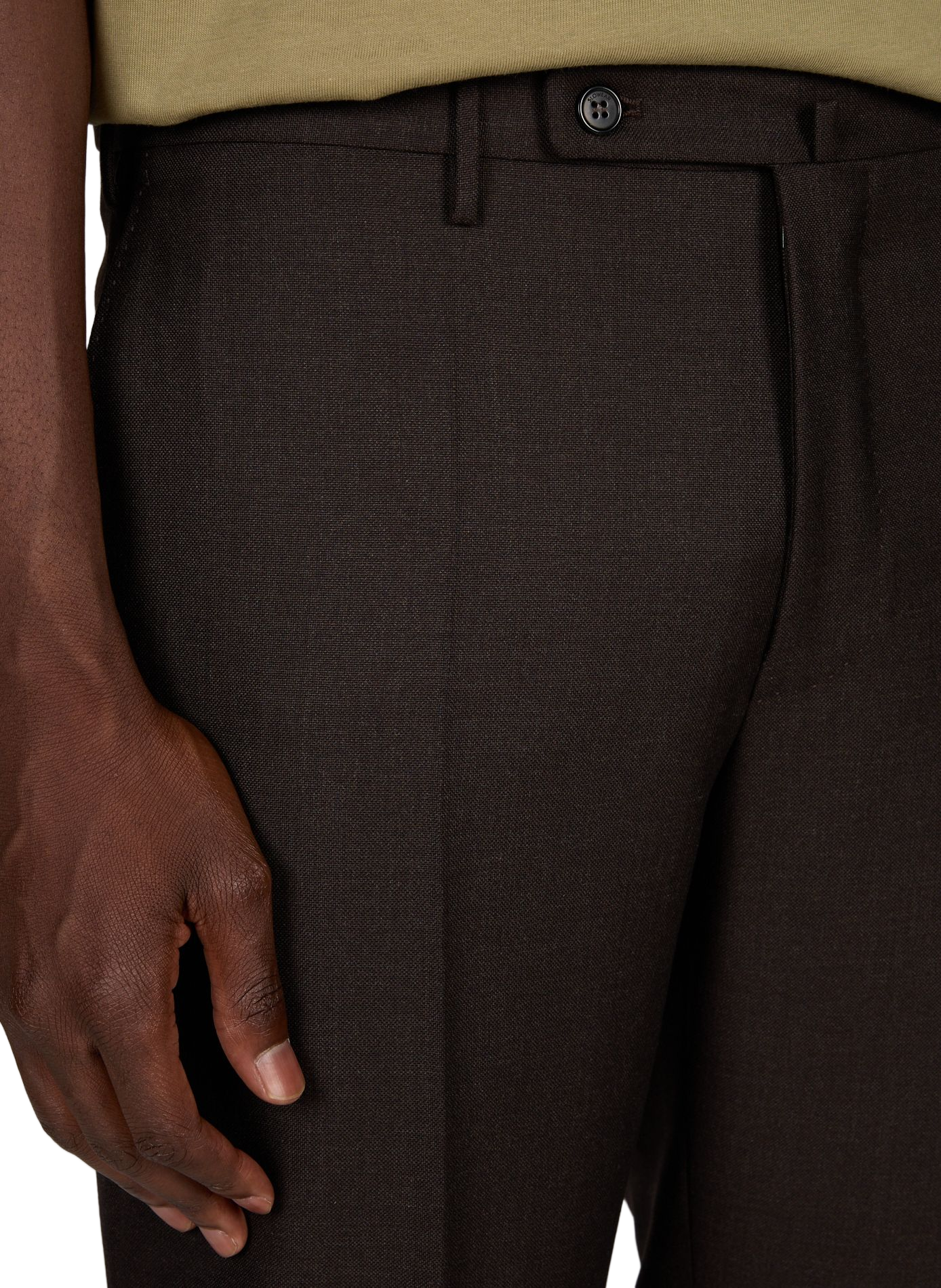 Gerade geschnittene einfarbige Wollhose SLOWEAR Braun