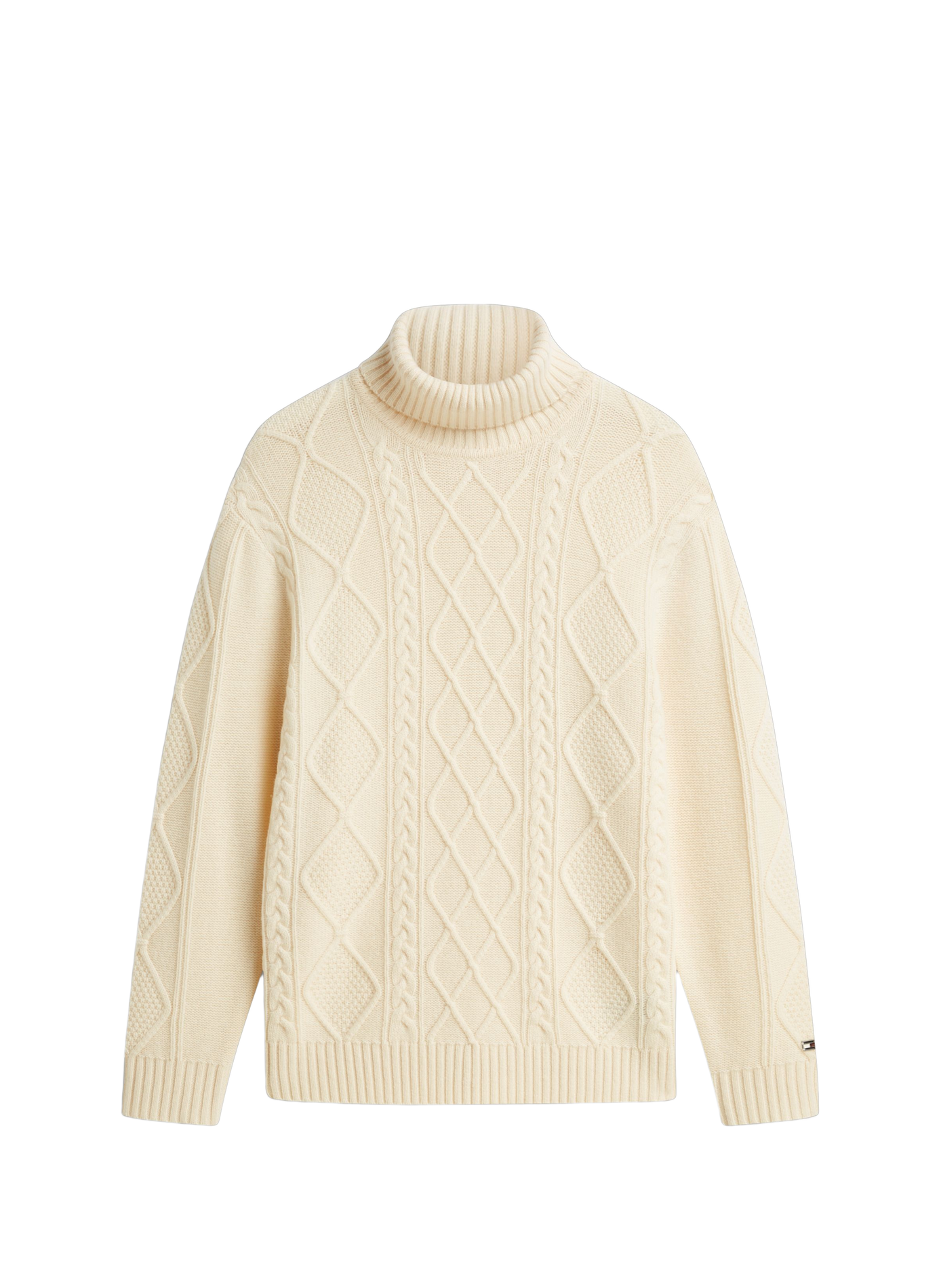 Gerade geschnittener Rollkragenpullover aus Kaschmir und Wolle TOMMY HILFIGER Beige