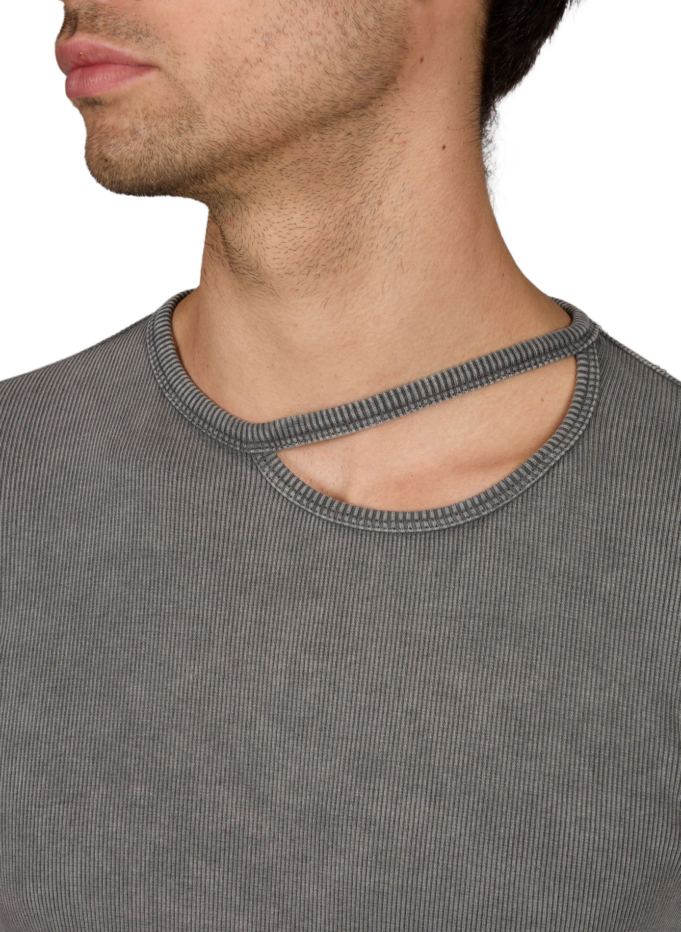 Gerade geschnittenes T-Shirt aus Rippstoff LOUIS GABRIEL NOUCHI Grau