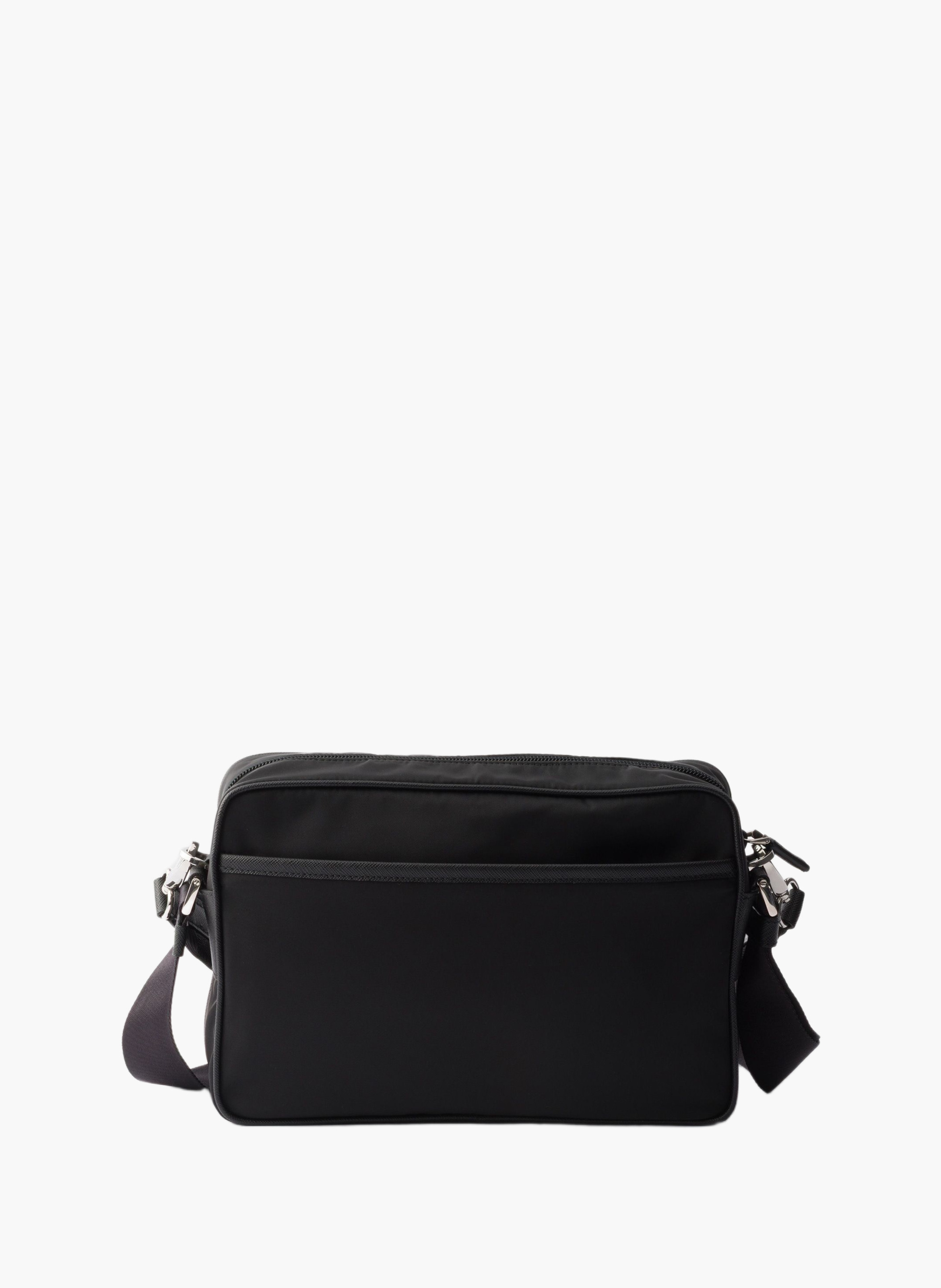Sac porté épaule en re-nylon et cuir PRADA Noir