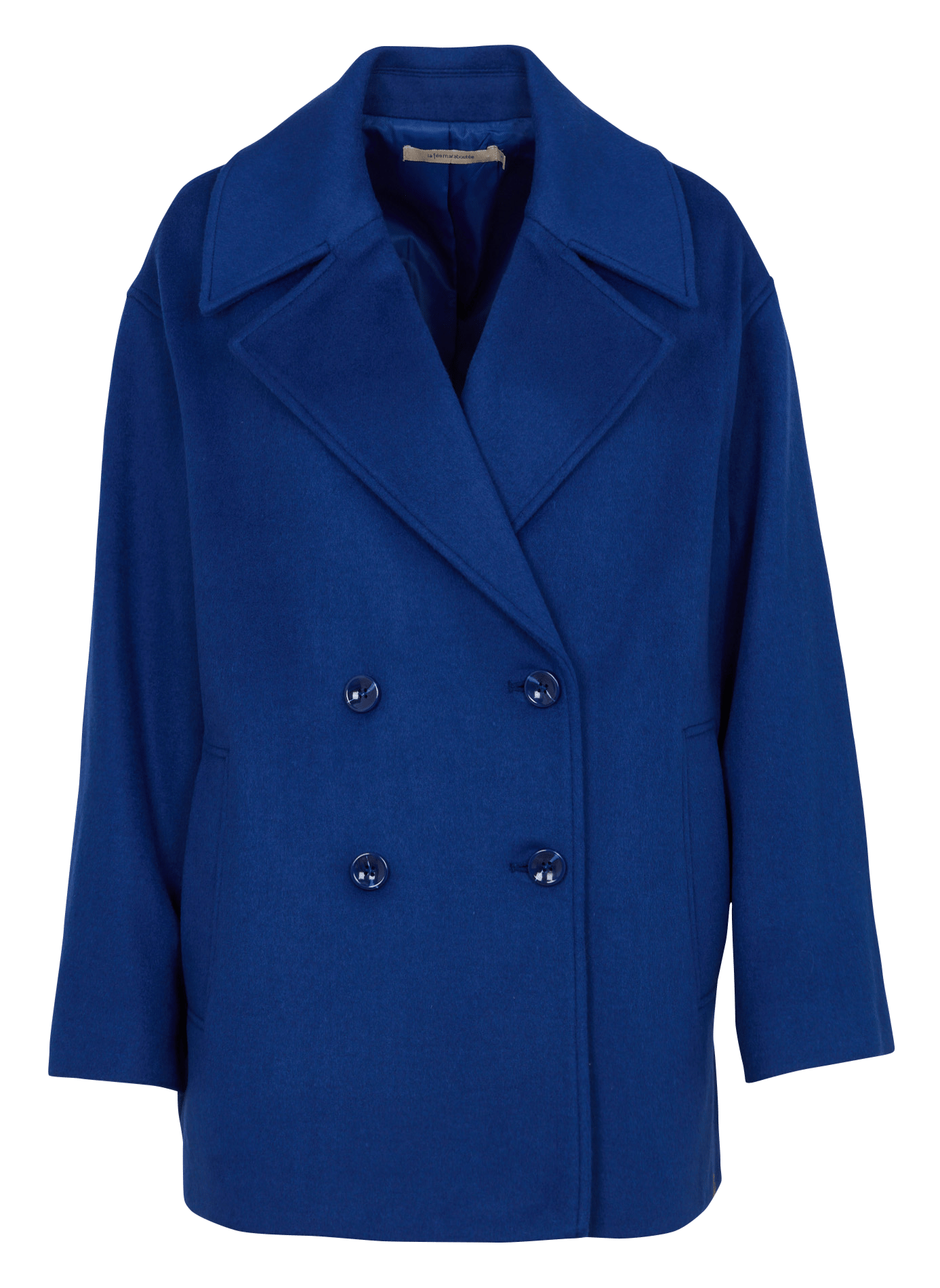 Ruimvallende effen peacoat van wolmix LA FEE MARABOUTEE Blauw