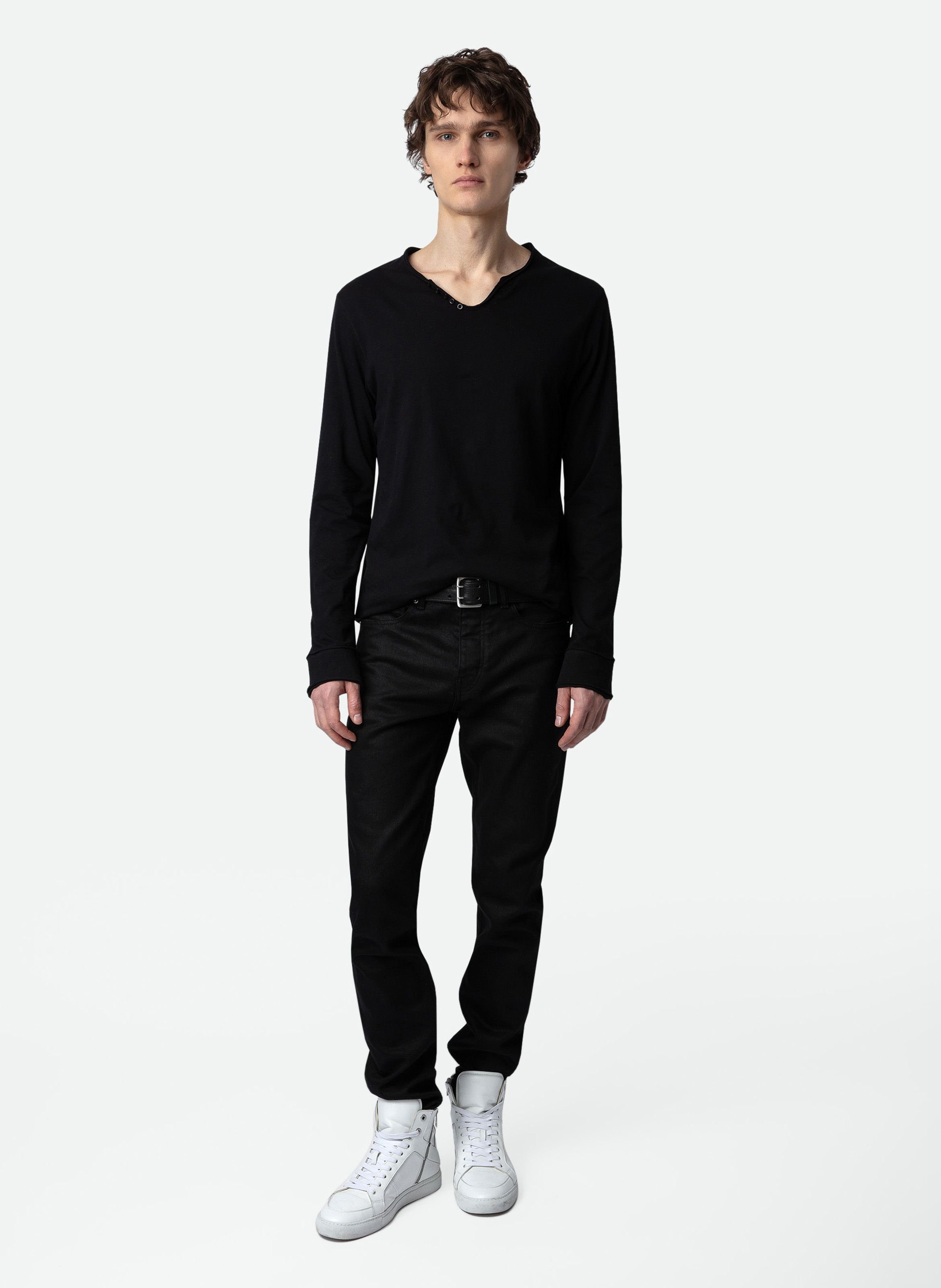 Tee-shirt col tunisien regular-fit en coton monastir ZADIG&VOLTAIRE Noir