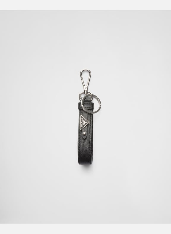 Porte-clés en cuir saffiano Noir by PRADA PRADA Porte-clés en cuir saffiano Noir
