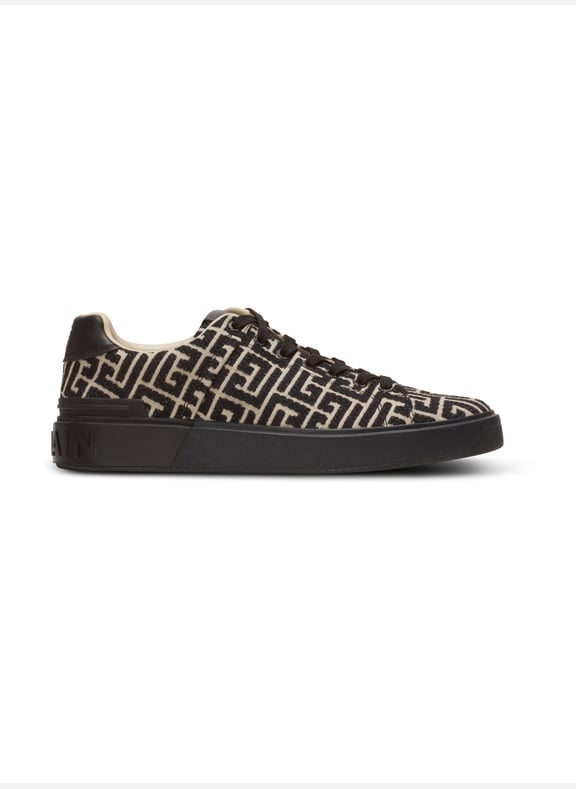 Baskets b-court en jacquard monogramme Noir by BALMAIN BALMAIN Baskets b-court en jacquard monogramme Noir