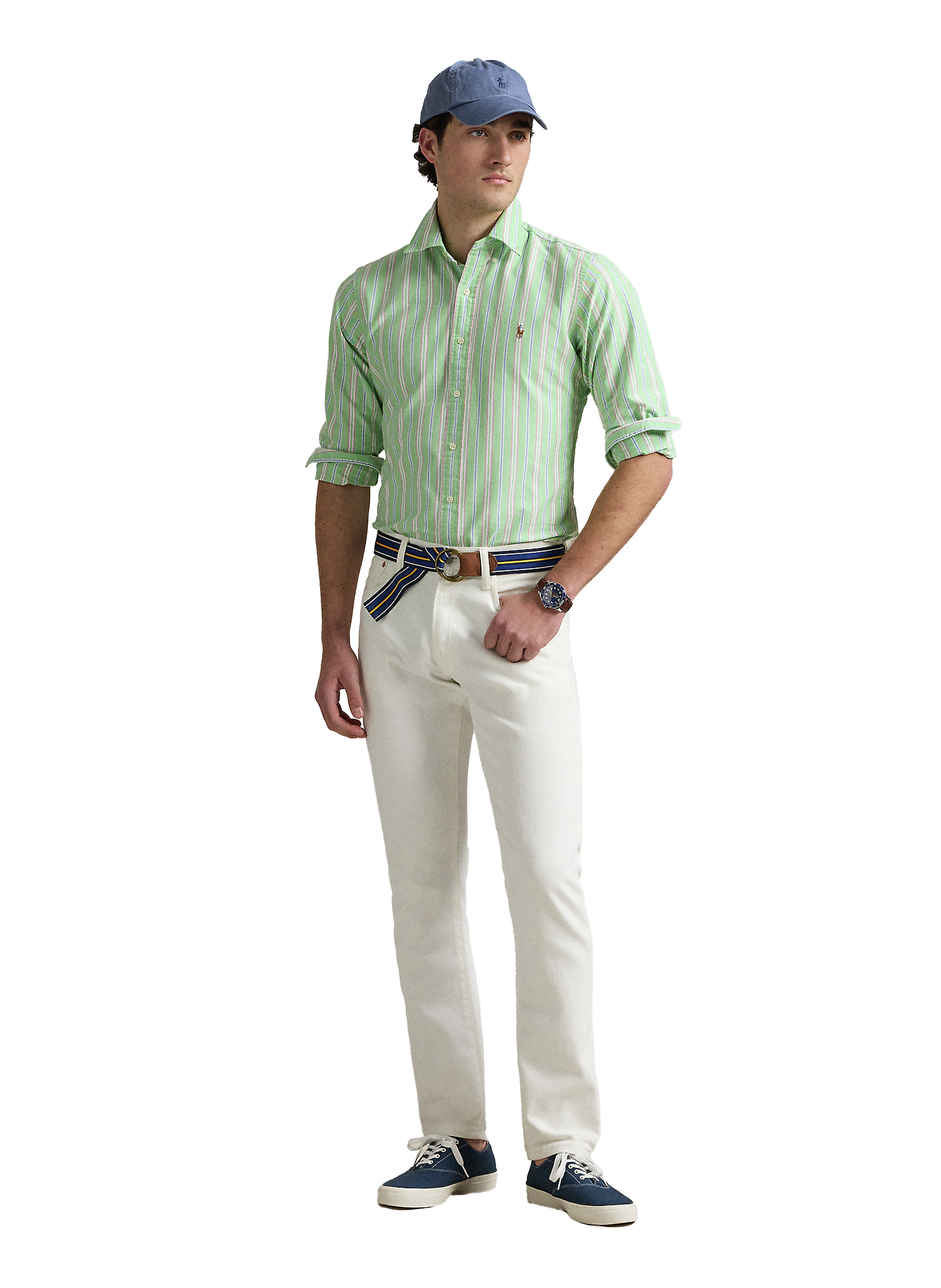 Chemise rayé en coton POLO RALPH LAUREN Vert