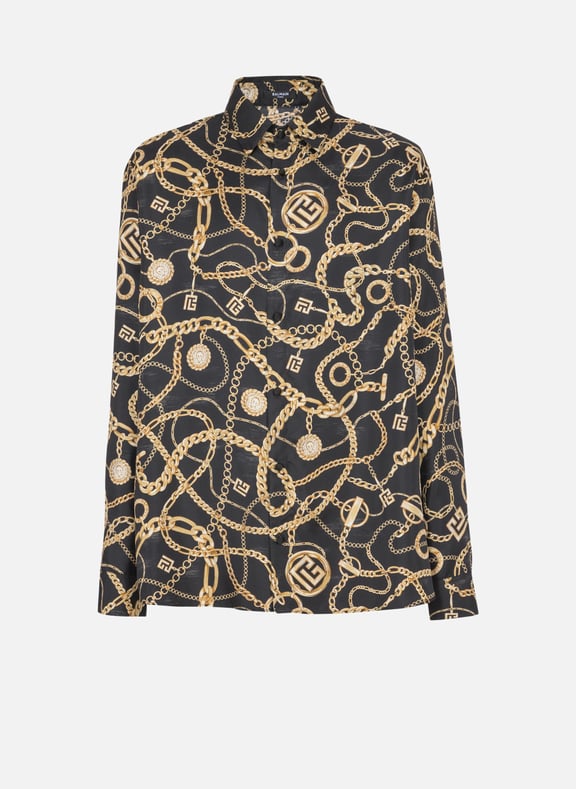 Chemise en soie imprimée motif chaînes Multicolore by BALMAIN BALMAIN Chemise en soie imprimée motif chaînes Multicolore