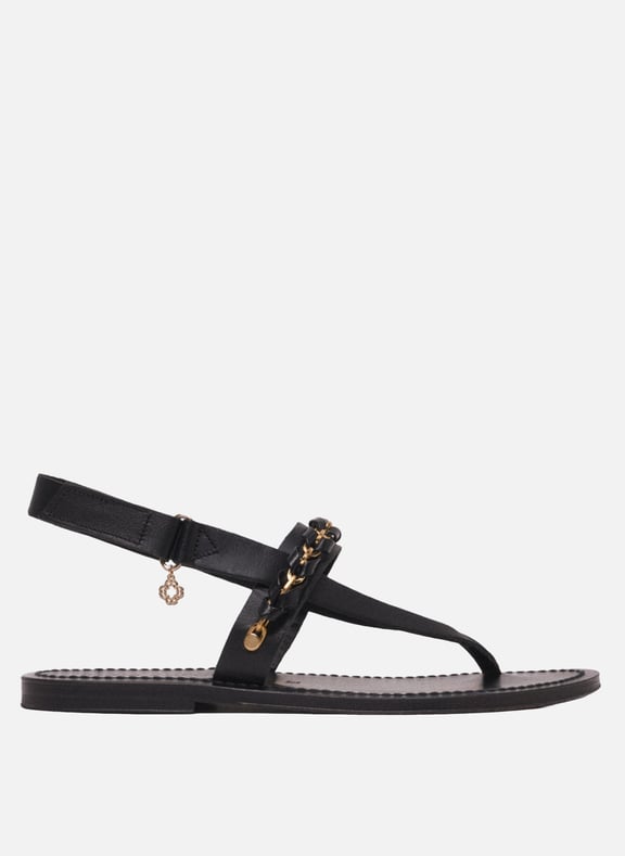 Sandales plates en cuir Noir by MAJE MAJE Sandales plates en cuir Noir