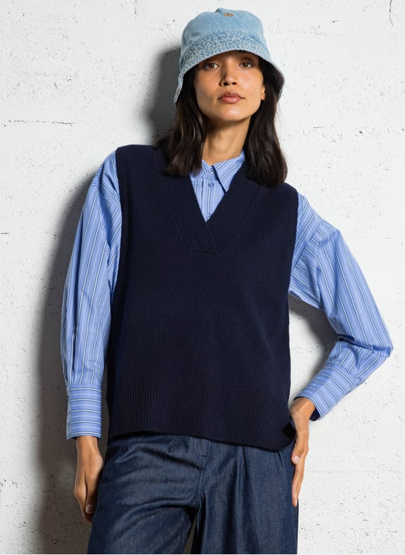 Pull sans manches en laine aristide Violet by MAISON 123 MAISON 123 Pull sans manches en laine aristide Violet