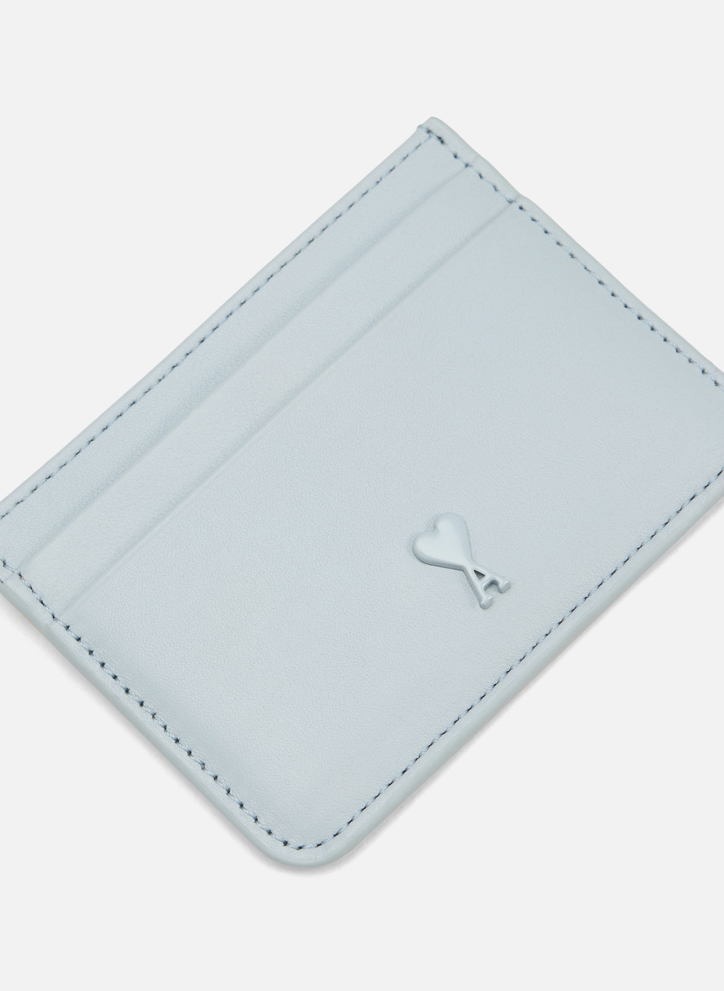 Porte-cartes ami de coeur unisexe en cuir de vachette AMI PARIS Bleu