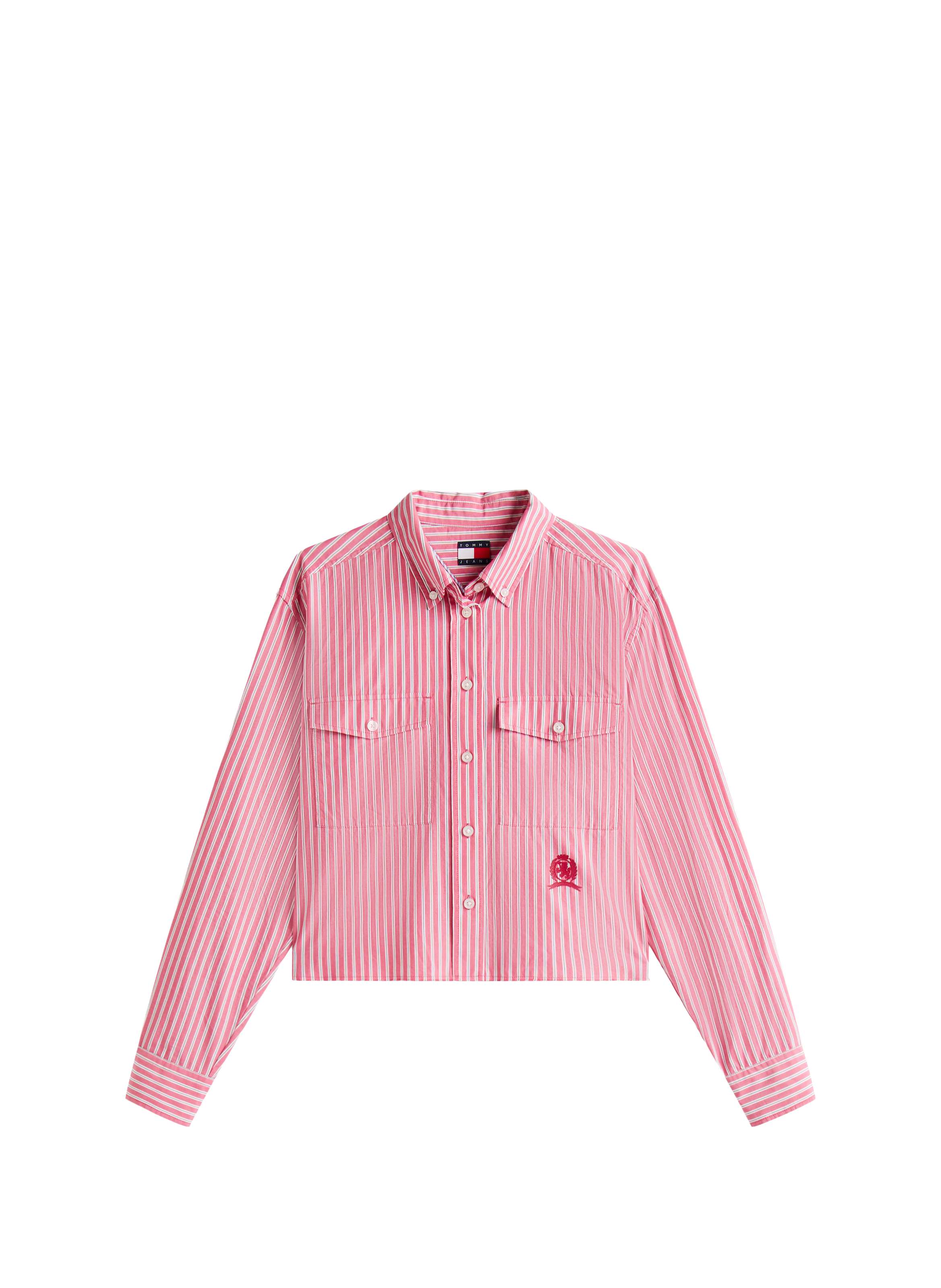 Short striped cotton shirt TOMMY HILFIGER Pink