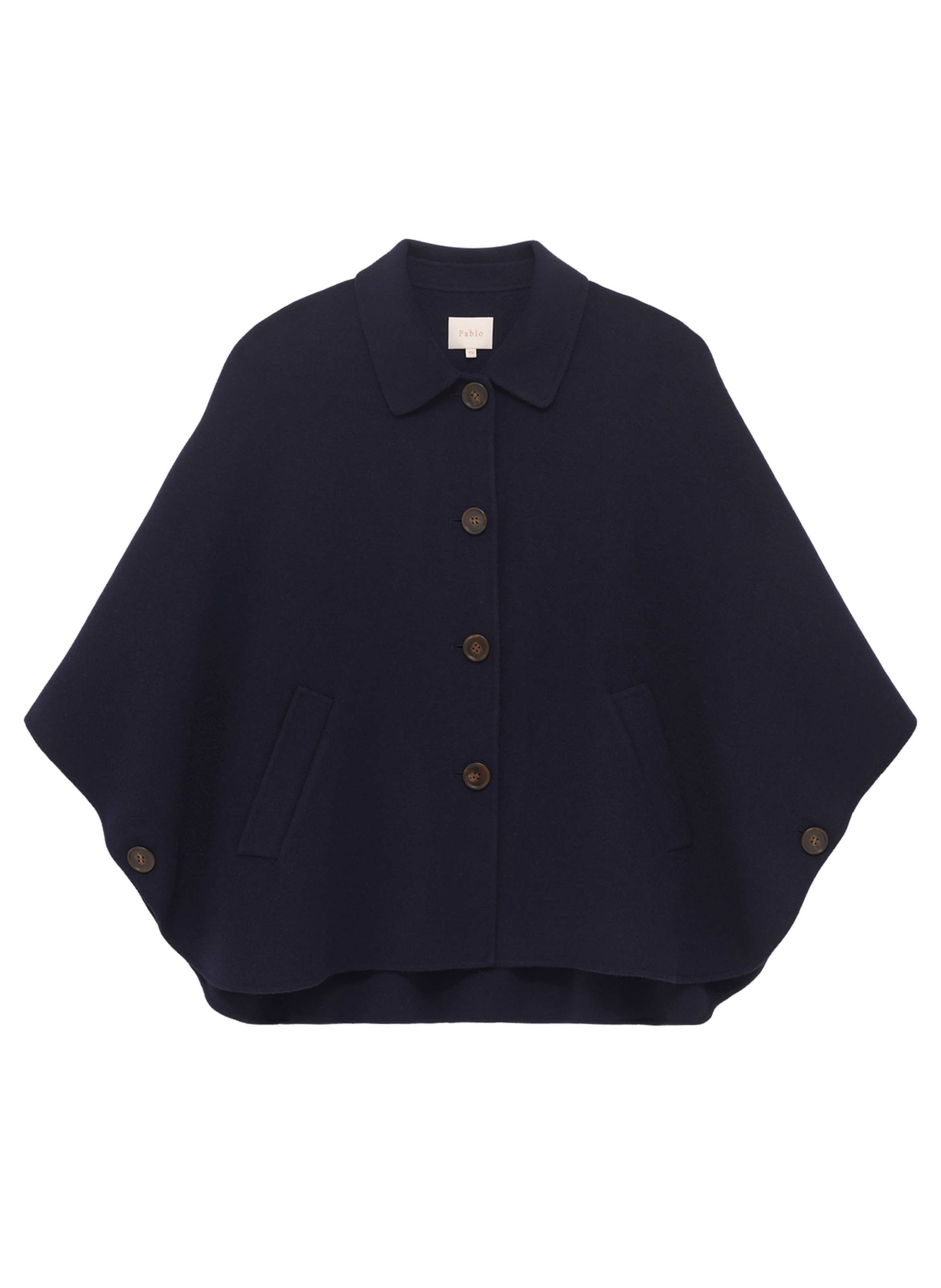 Manteau cape en laine - maeline PABLO Bleu