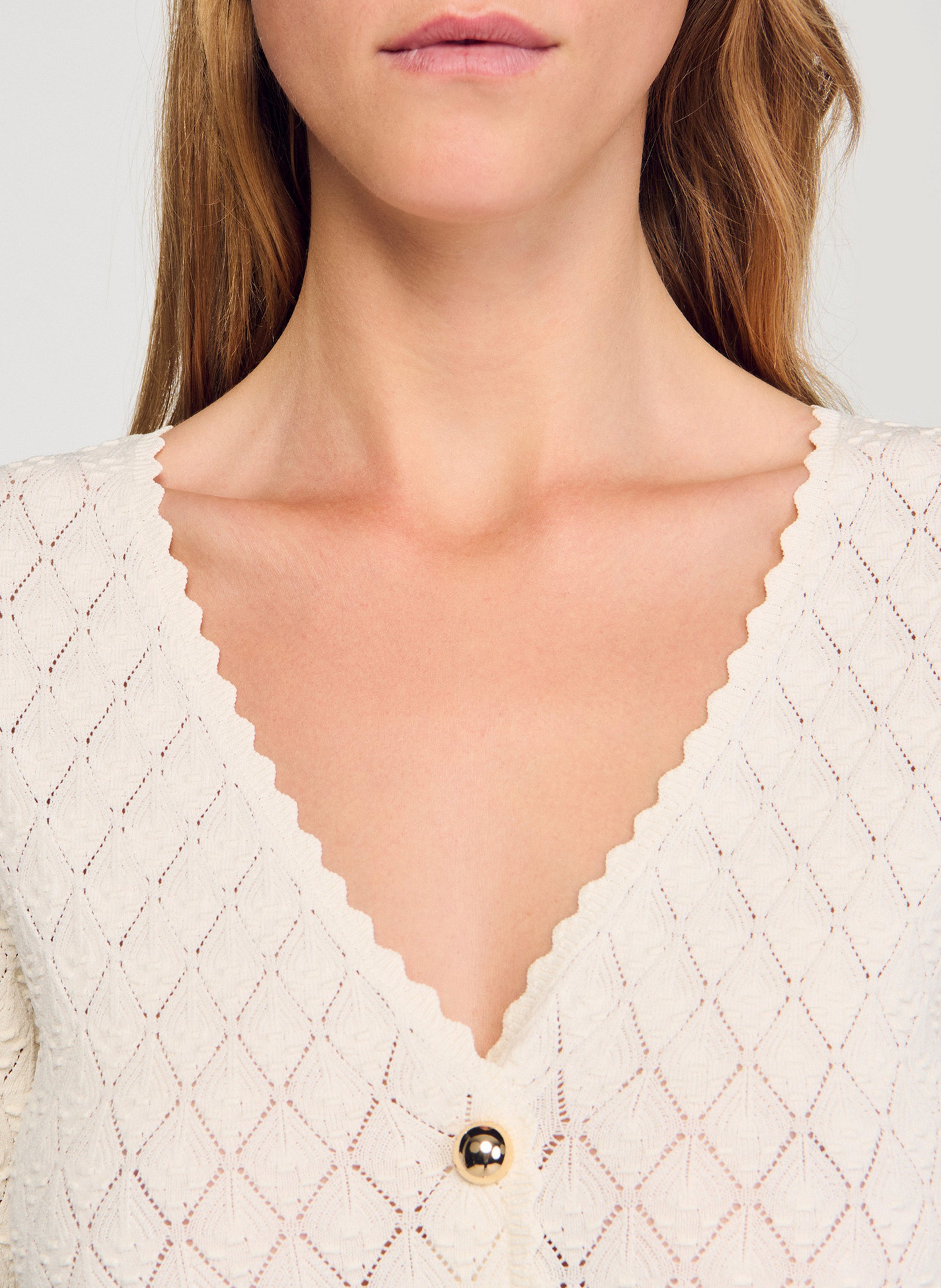 Robe longue col v SANDRO Blanc