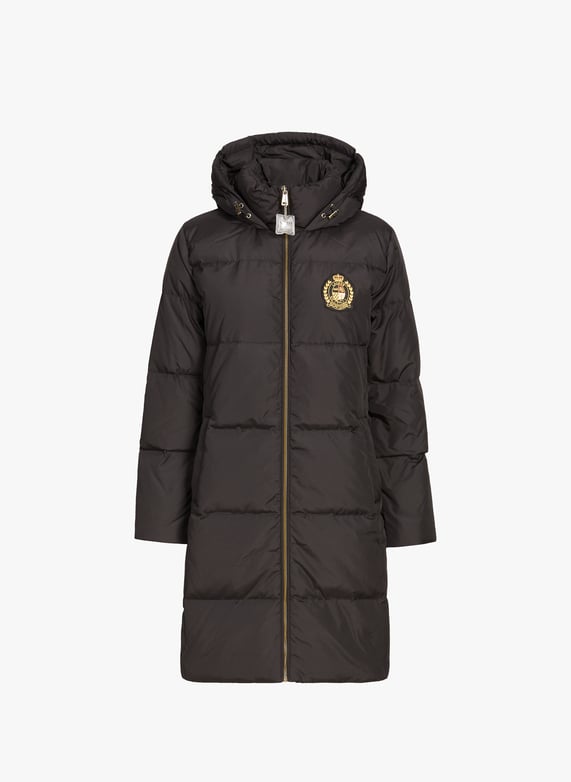 Quilted long hooded puffer jacket | Black by LAUREN Quilted long hooded puffer jacket Black