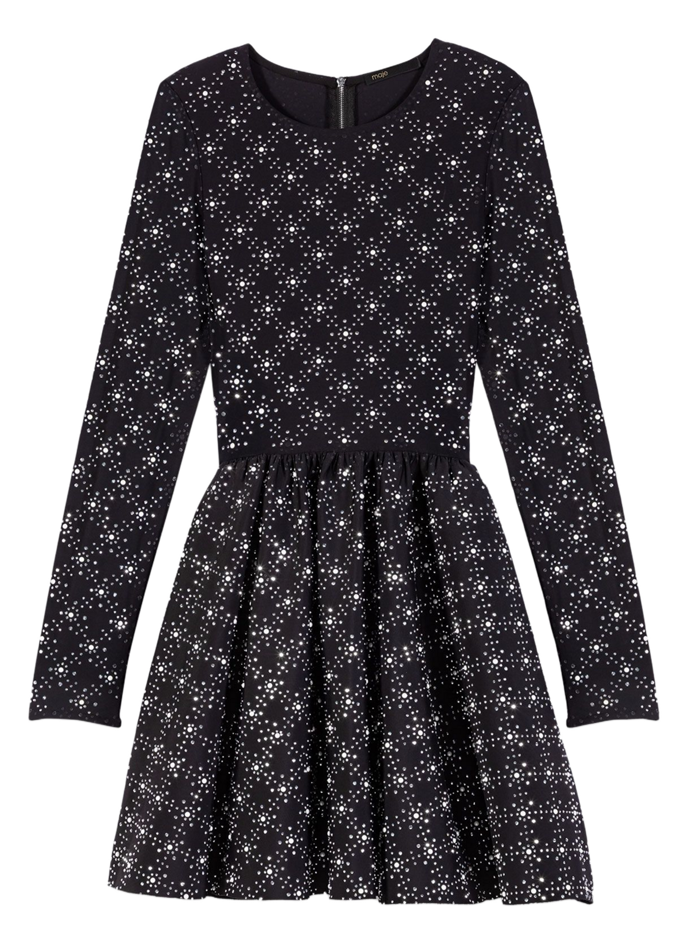 Robe courte imprimée col rond MAJE Noir