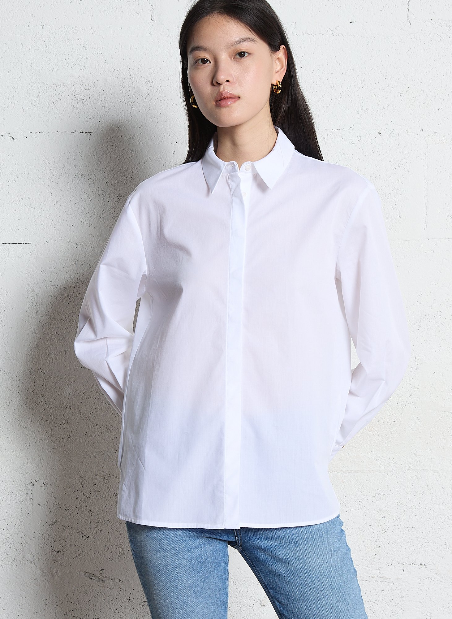 Chemise col classique en coton esmeralda MAISON 123 Blanc