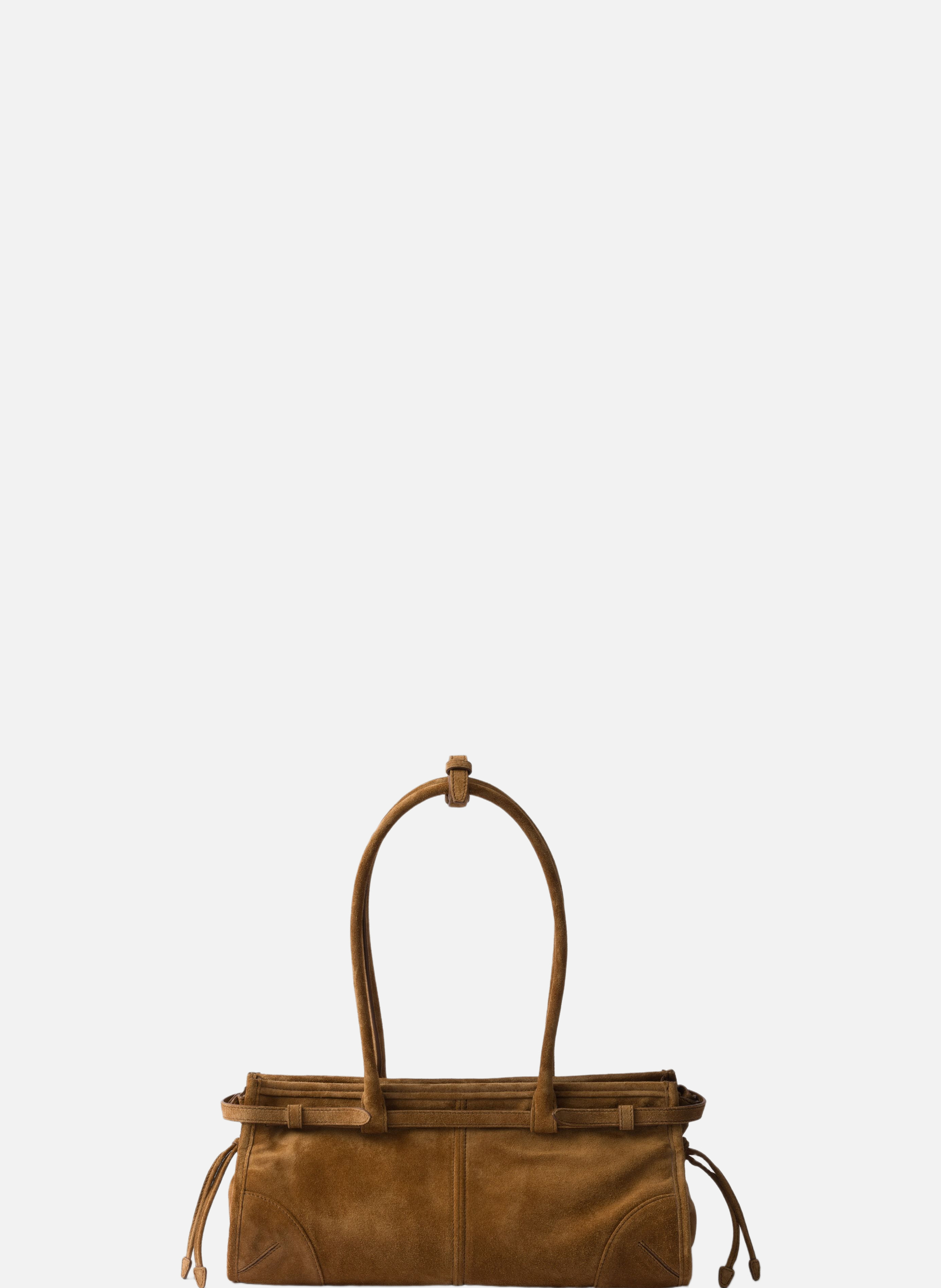 Sac à main prada bonnie en veau velours PRADA Marron