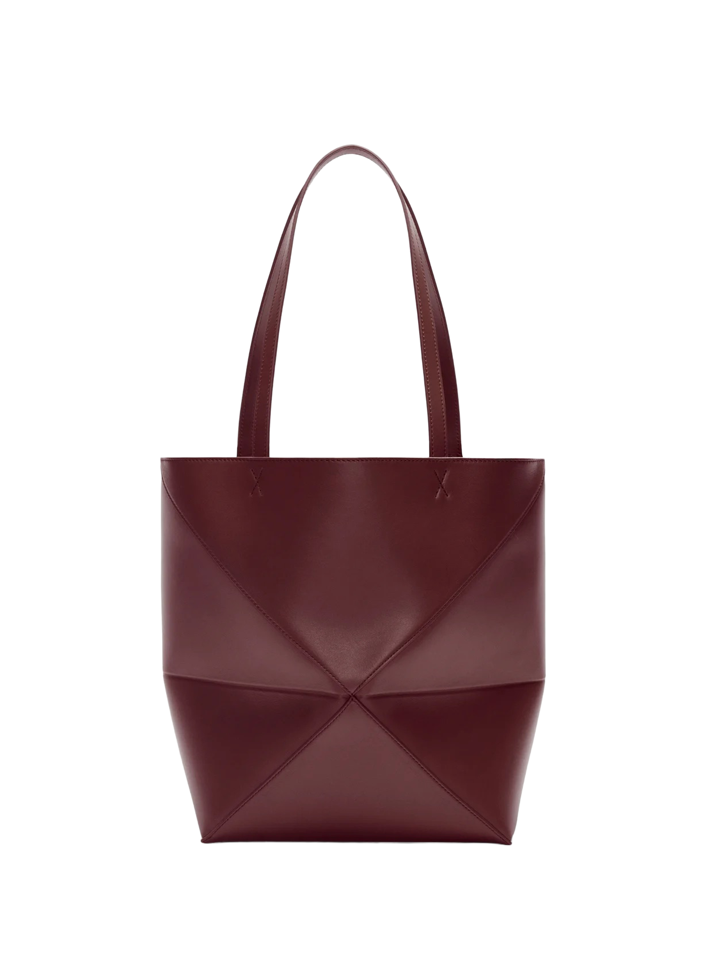 Medium Puzzle Fold leather tote in shiny calfskin LOEWE Red