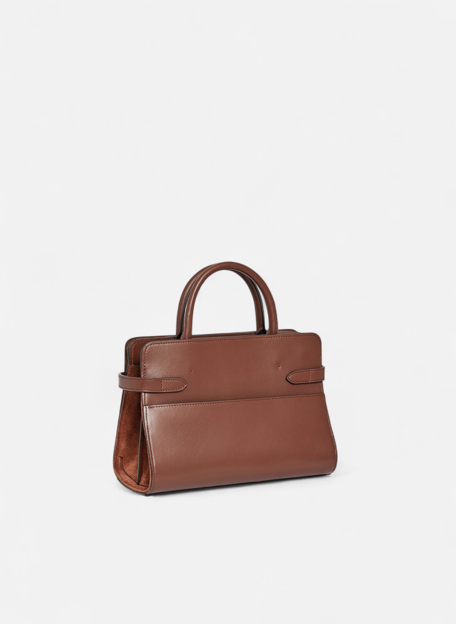 Sac à main moyen modèle emie en cuir lisse et nubuck LE TANNEUR Marron