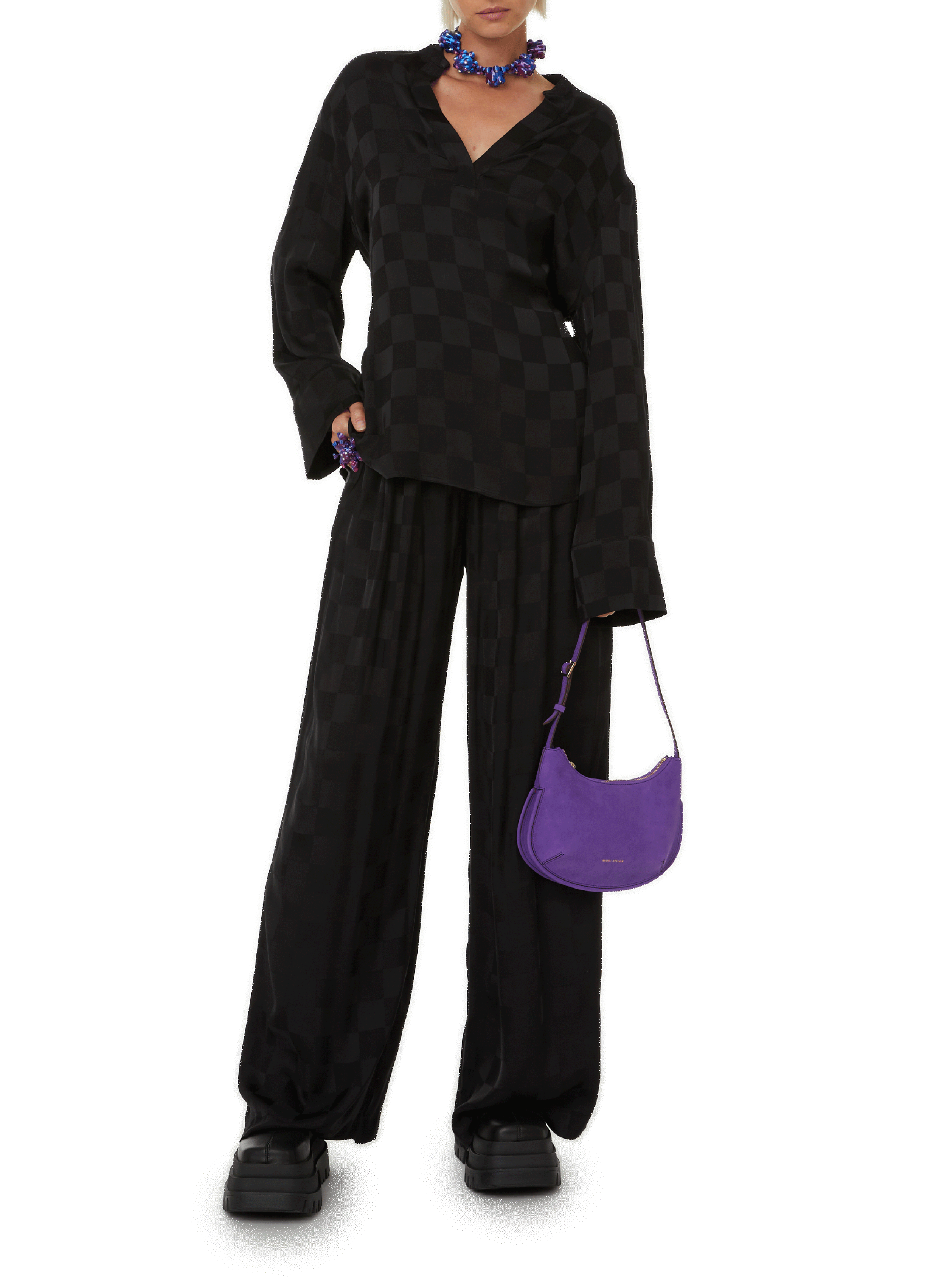 Sac à main Ilda en suède MANU ATELIER Violet