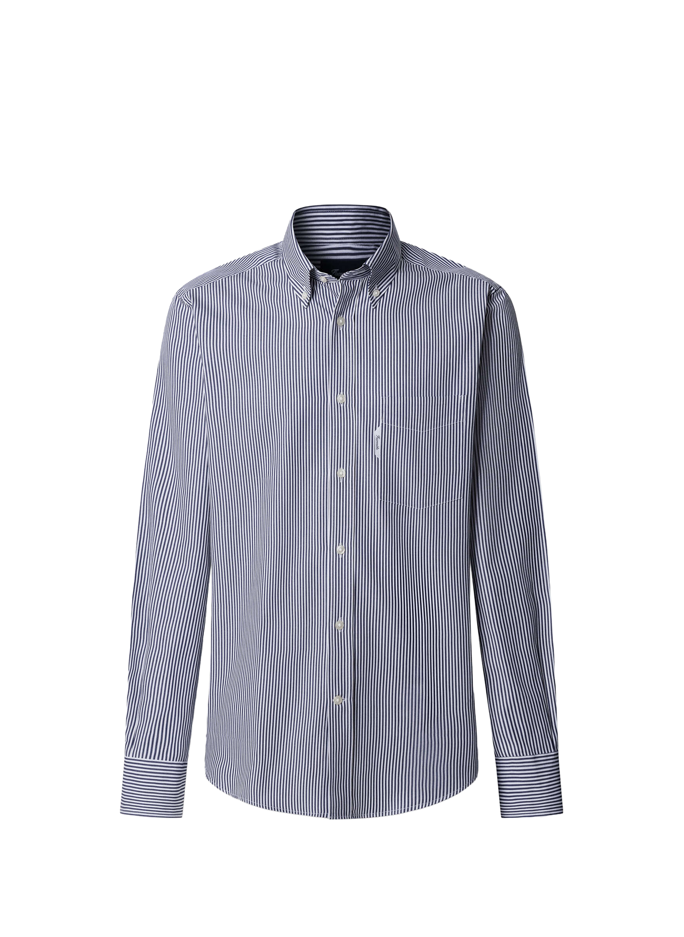 Chemise col américain à rayures en coton FACONNABLE Bleu