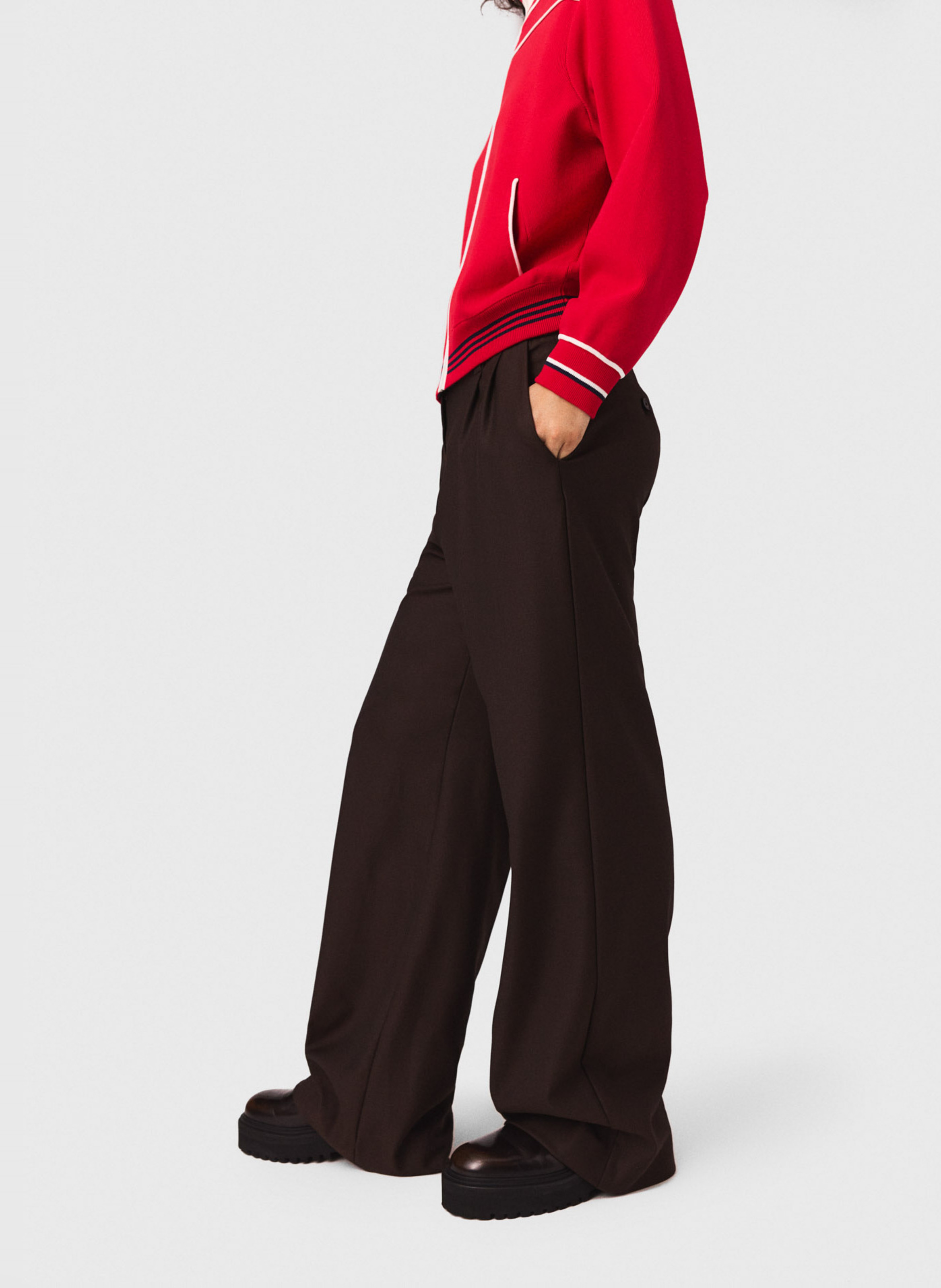 Pantalon à pinces MAJE Marron