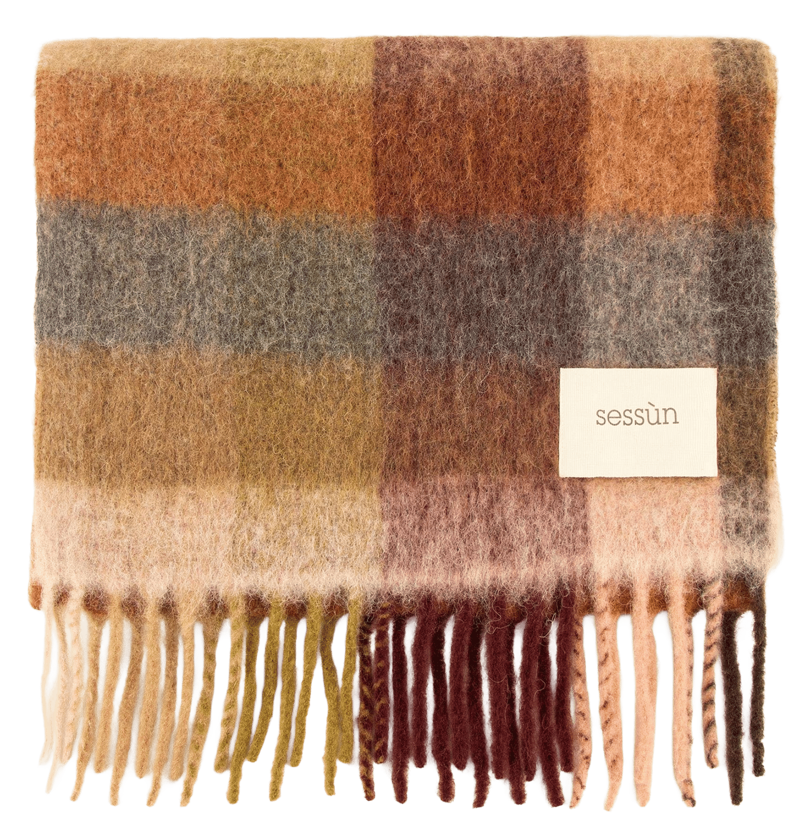 Echarpe frangées à carreaux en laine mélangée lucio SESSUN Bleu