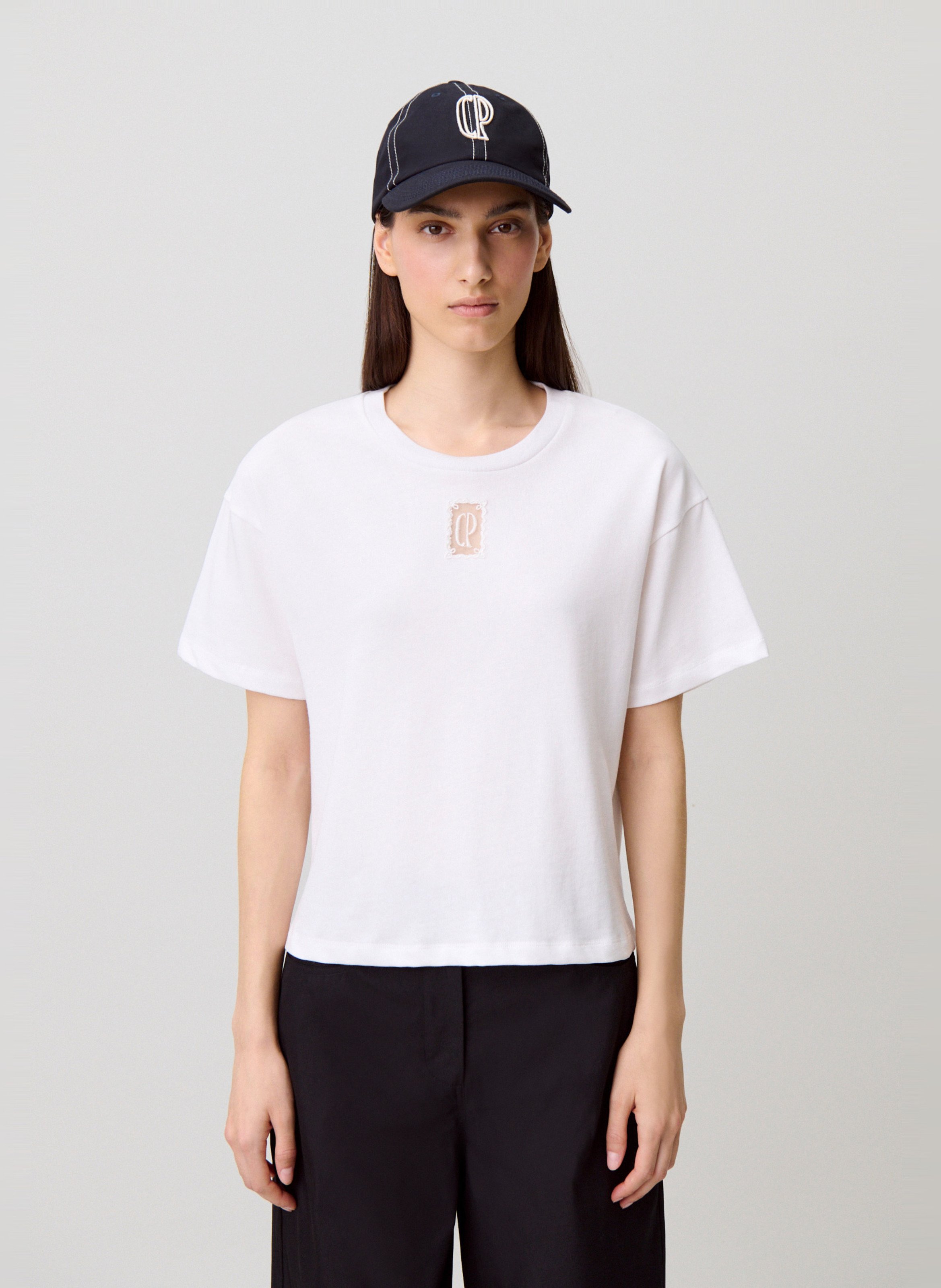 Tee-shirt col rond en coton CLAUDIE PIERLOT Beige
