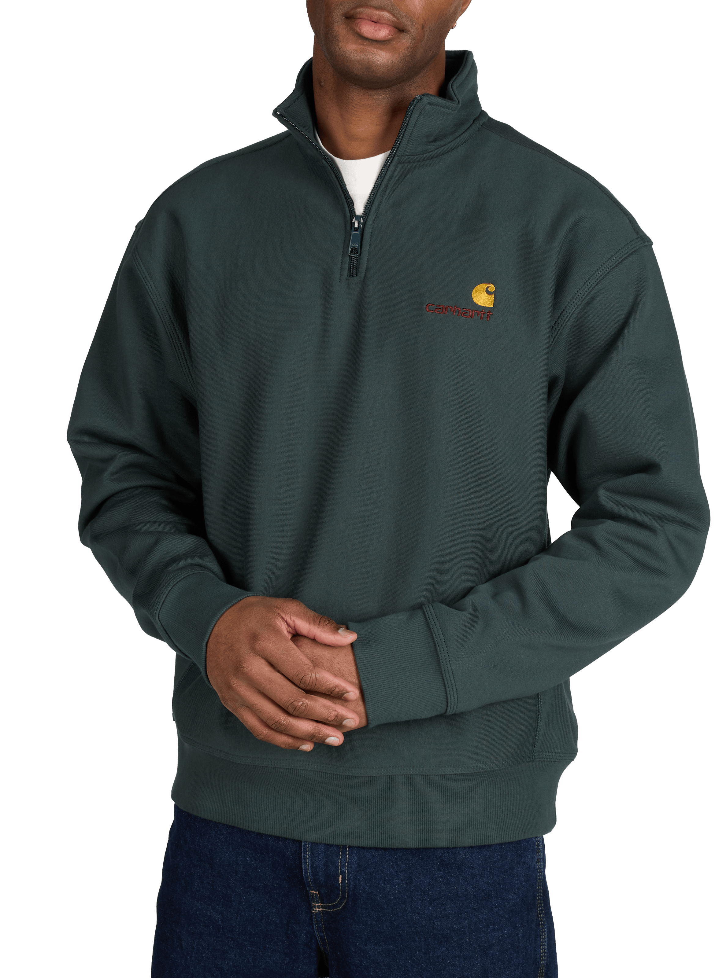 Cotton-blend zip-neck sweatshirt CARHARTT WIP Green