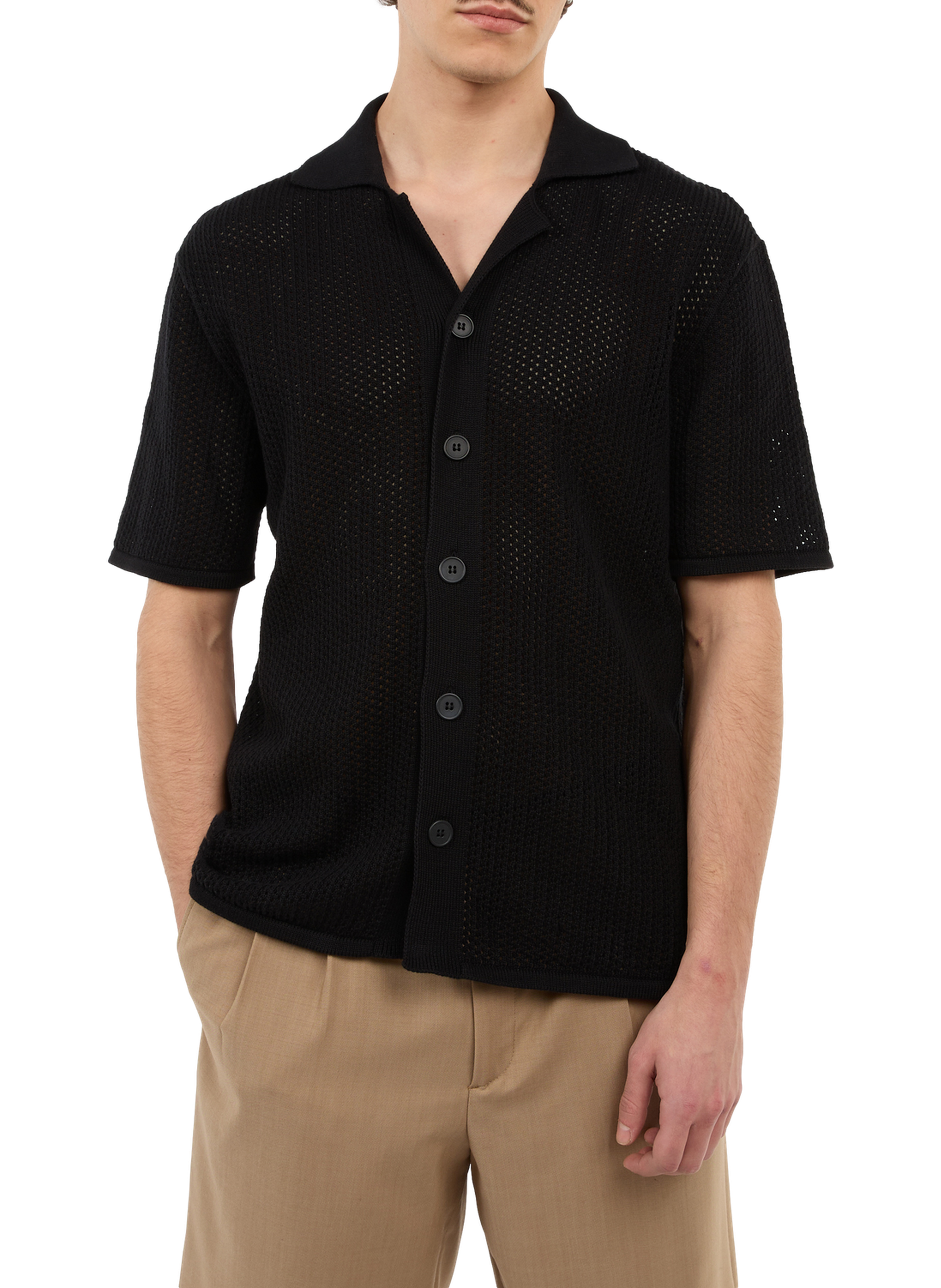 Hesch cotton openwork shirt SAISON 1865 Black