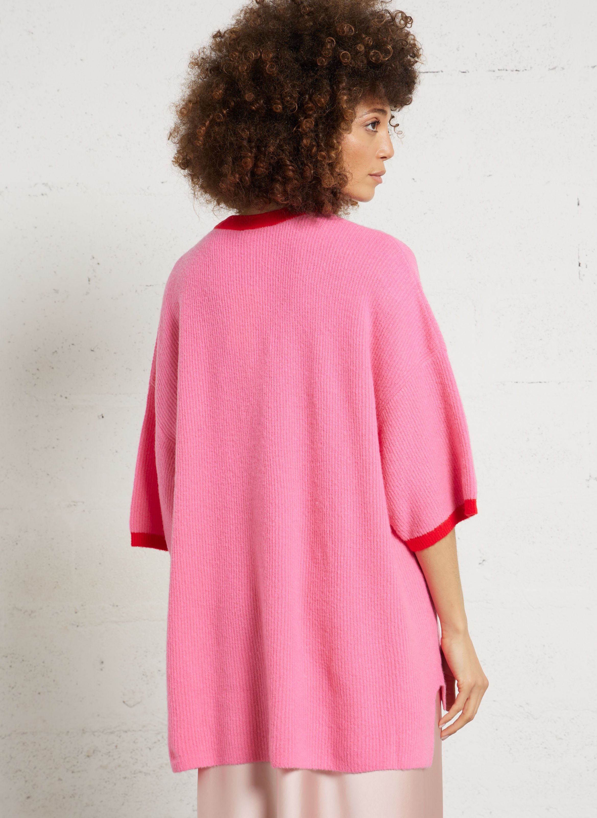 Pull ample col rond à rayures damsville AMERICAN VINTAGE Rose