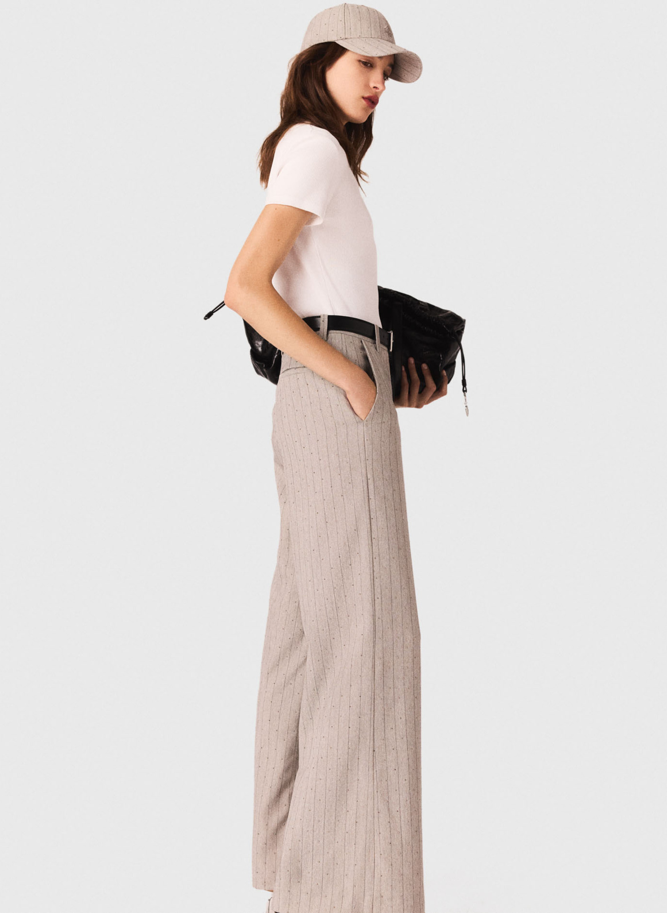 Tee-shirt ajusté en coton mélangé MAJE Blanc