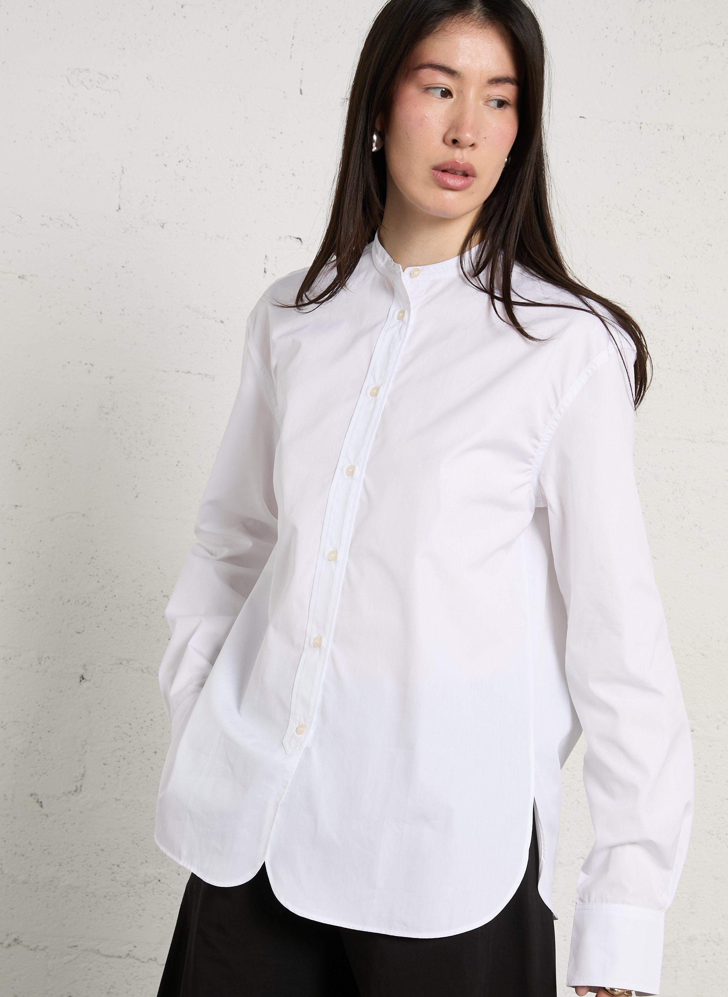 Chemise oversize col mao en coton bermudes SOEUR Blanc