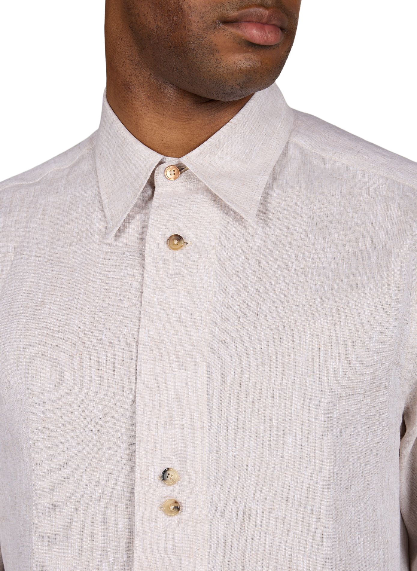 Straight long-sleeved linen shirt PAUL SMITH Beige