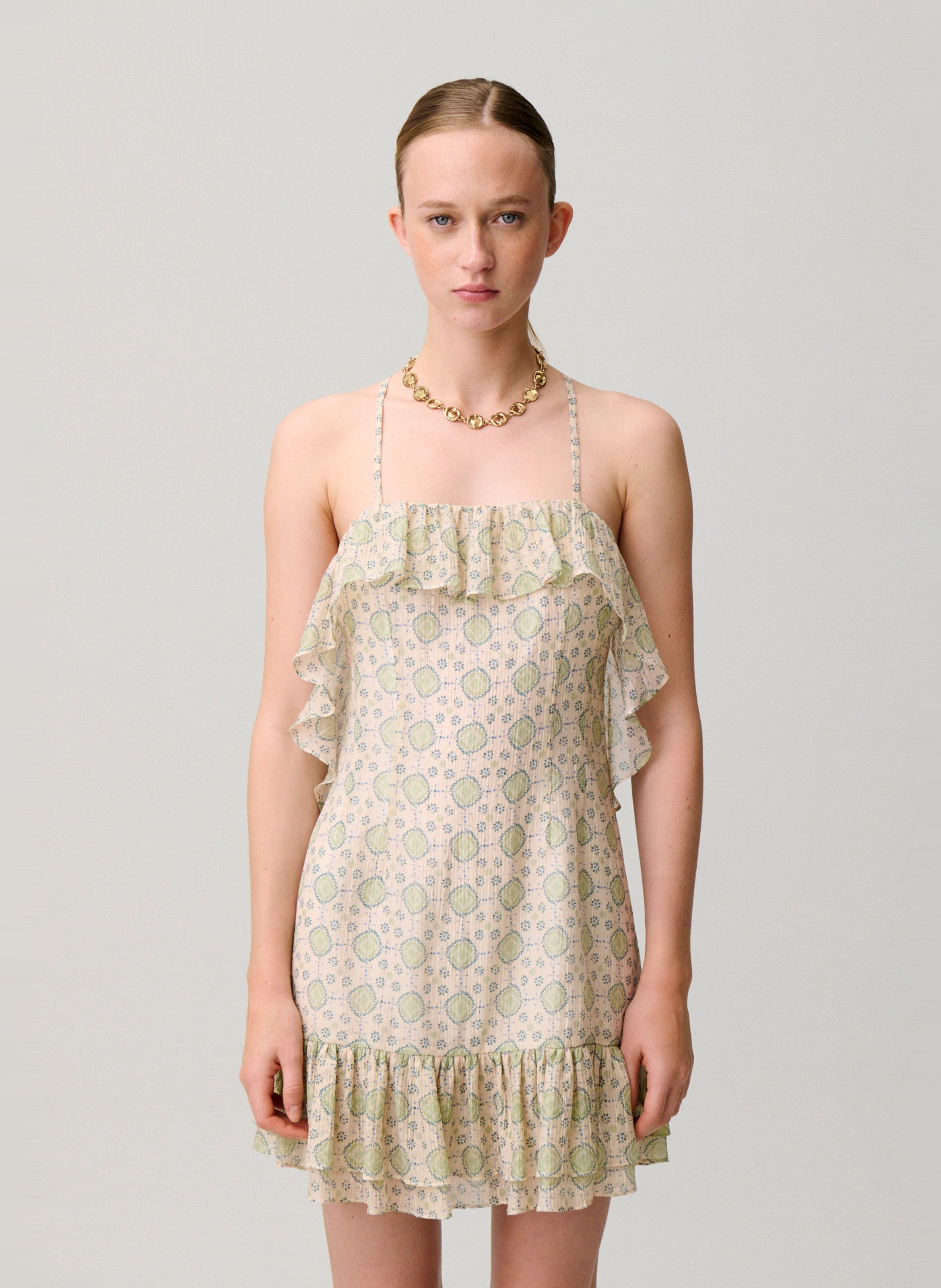 Robe courte col carré imprimée CLAUDIE PIERLOT Multicolore