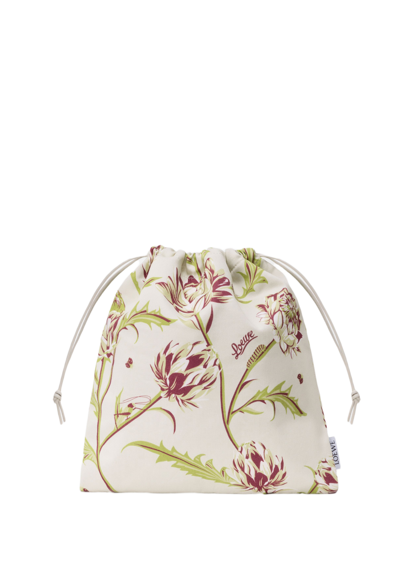 Piccola pochette Drawstring Artichoke in tela LOEWE Bianco