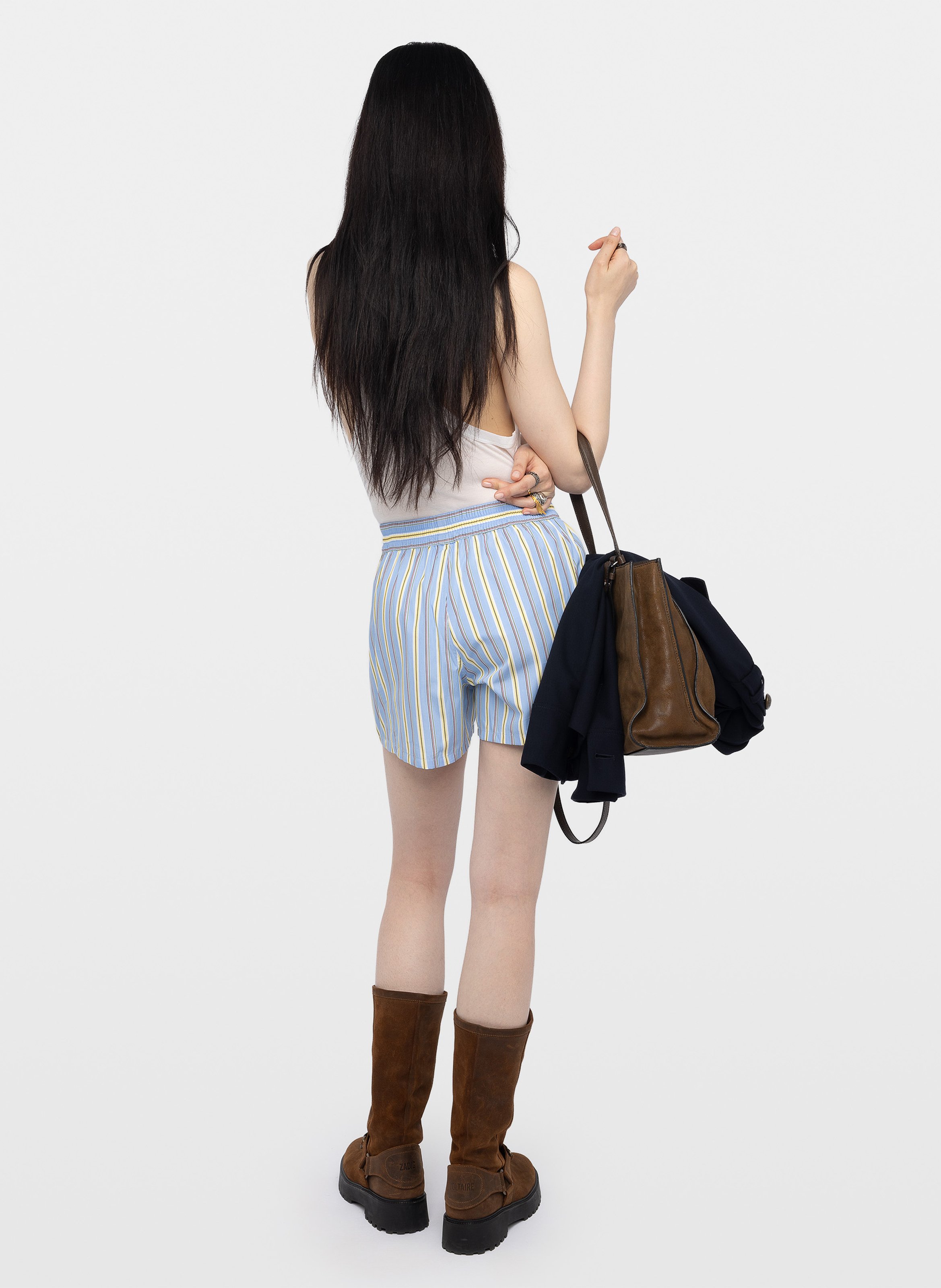 Short droit rayé en coton pax ZADIG&VOLTAIRE Bleu