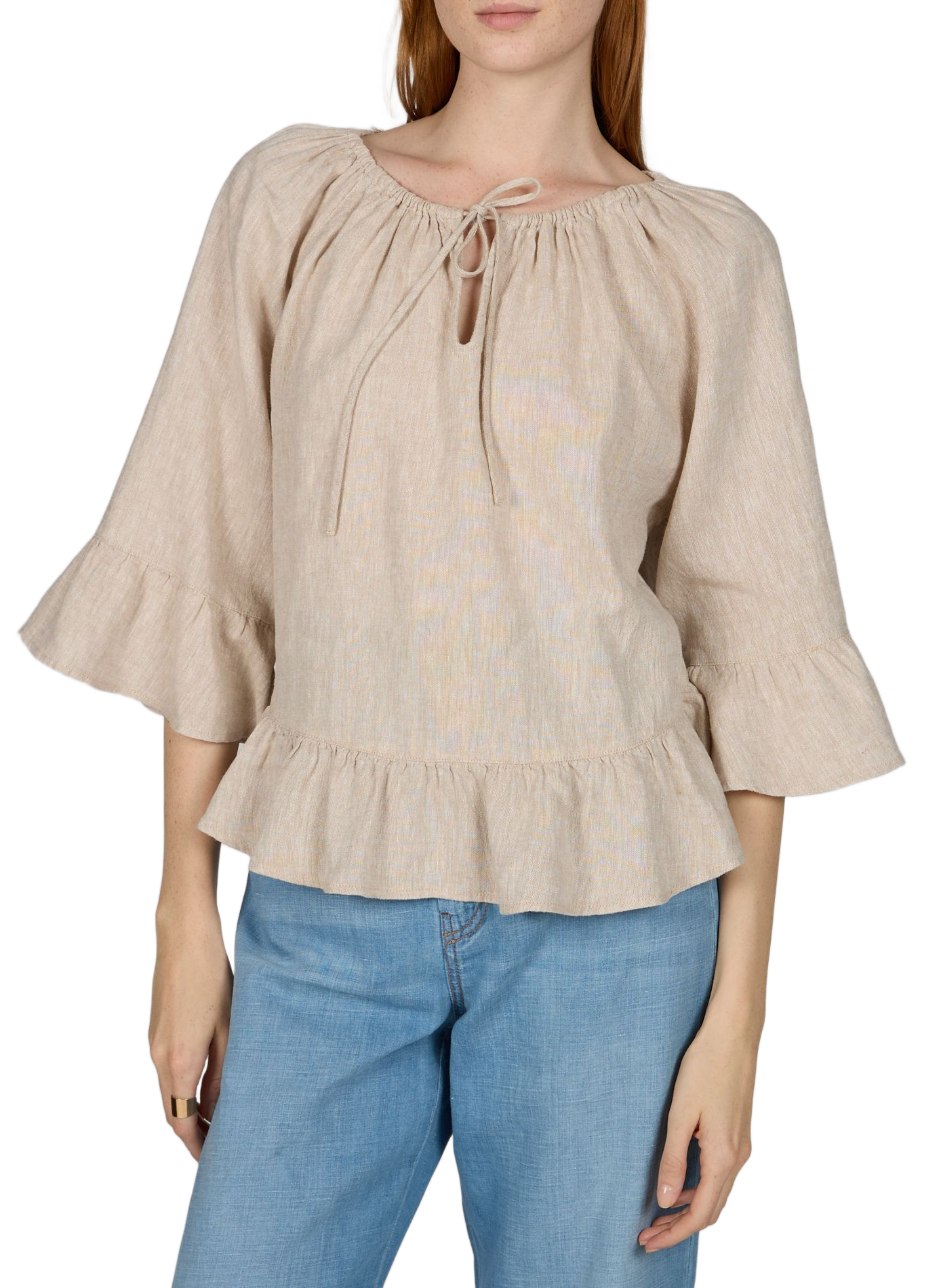 Linen blend Viana Ginia top MSCH Beige