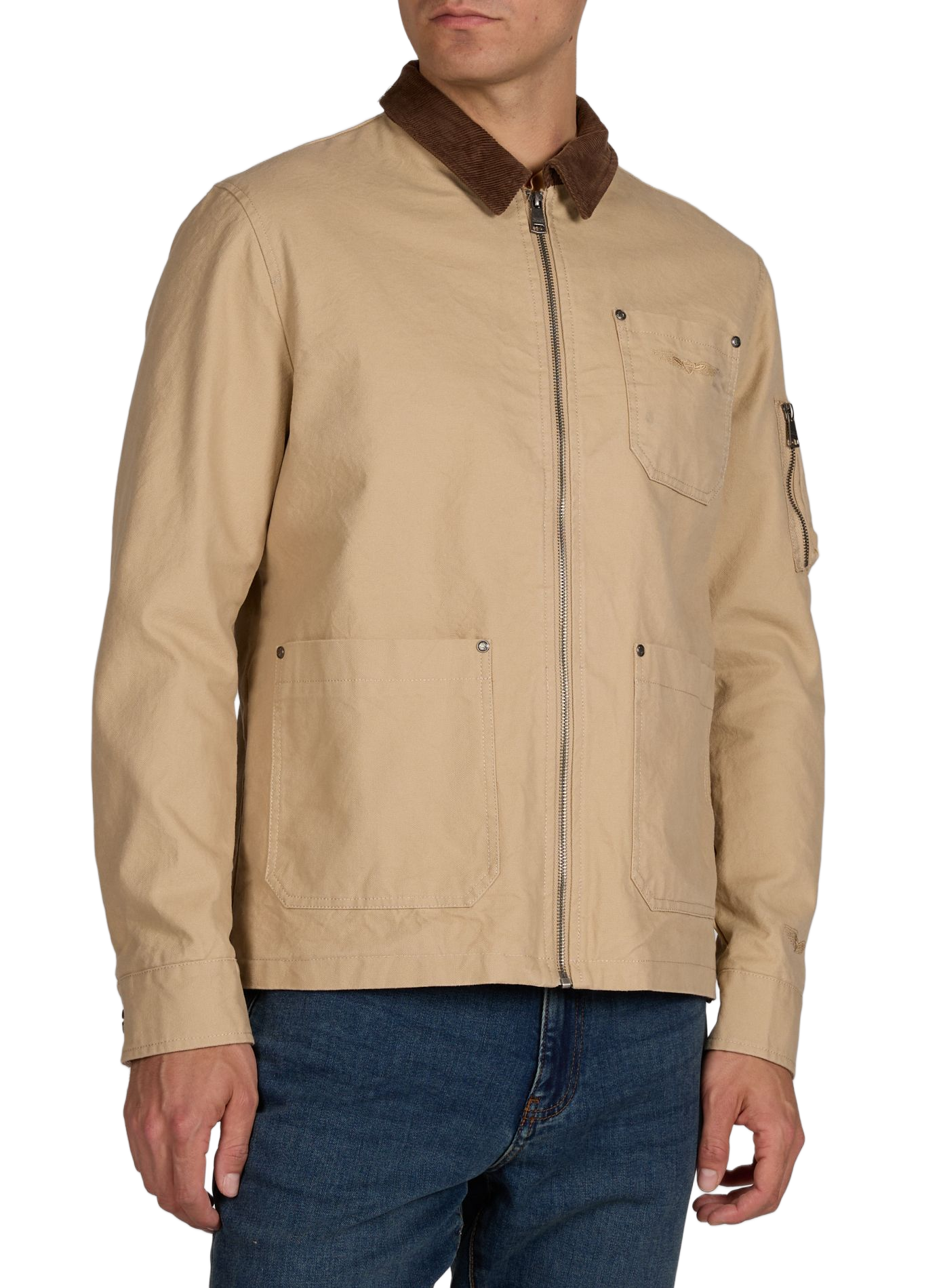 Veste col classique velours côtelé en coton BOMBERS ORIGINAL Beige