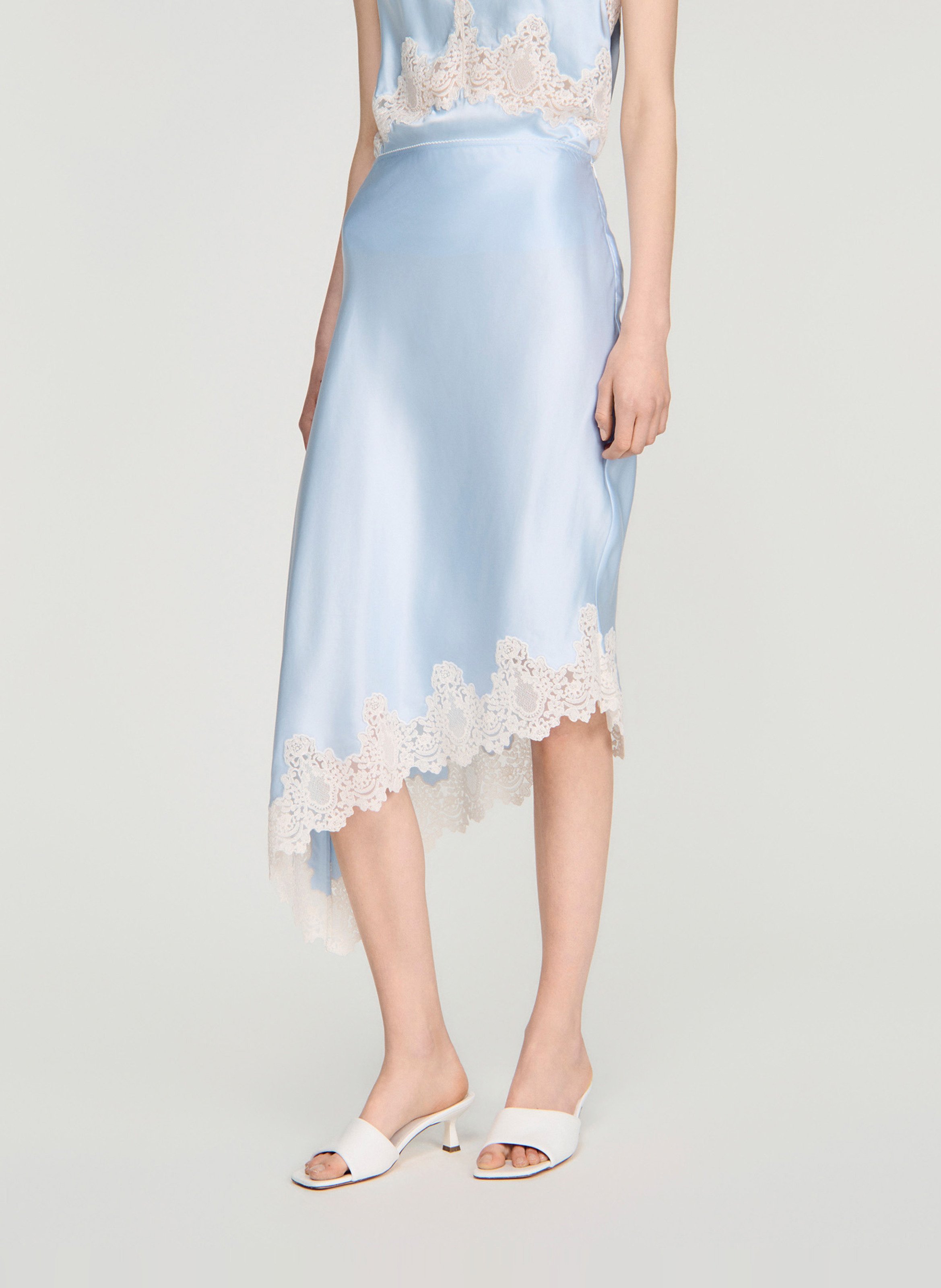 Jupe midi asymétrique SANDRO Bleu