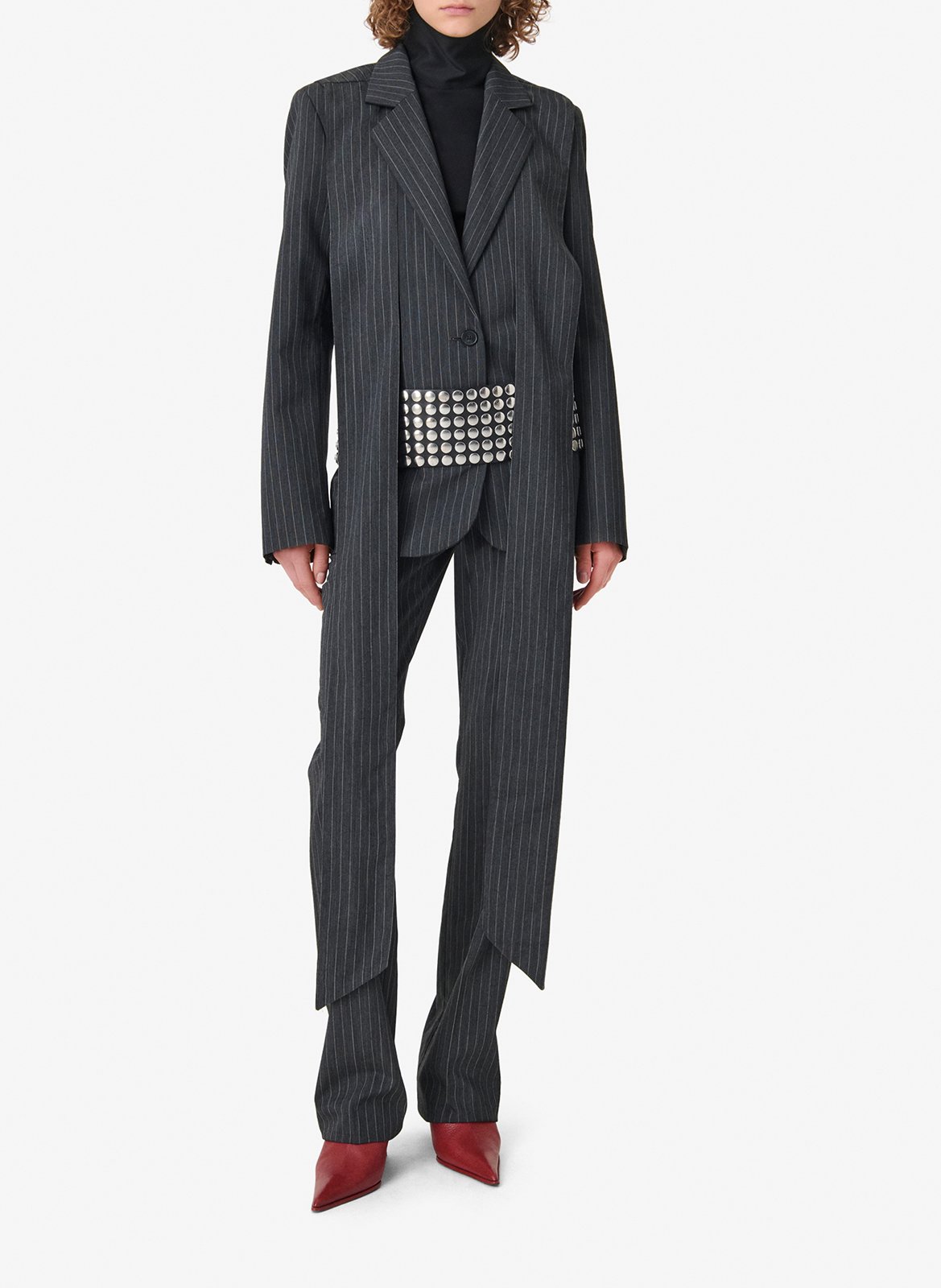 Oversized blazer van gestreepte gemengde wol Kamea. IRO Grijs