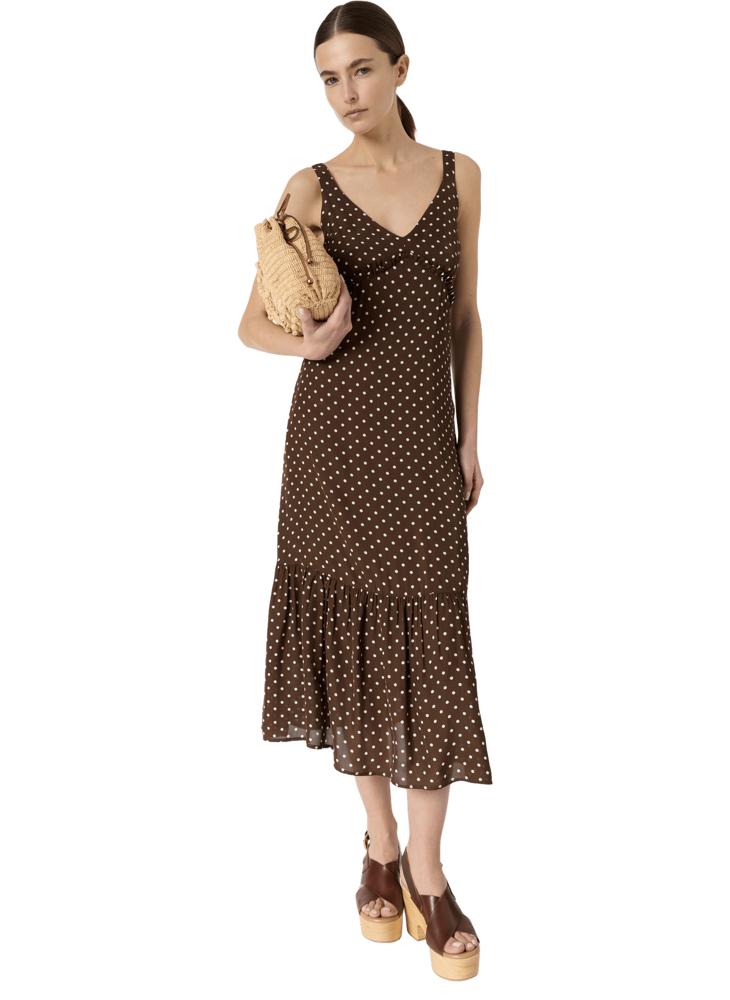 Robe sans manche à pois - racine | Marron GERARD DAREL Femme