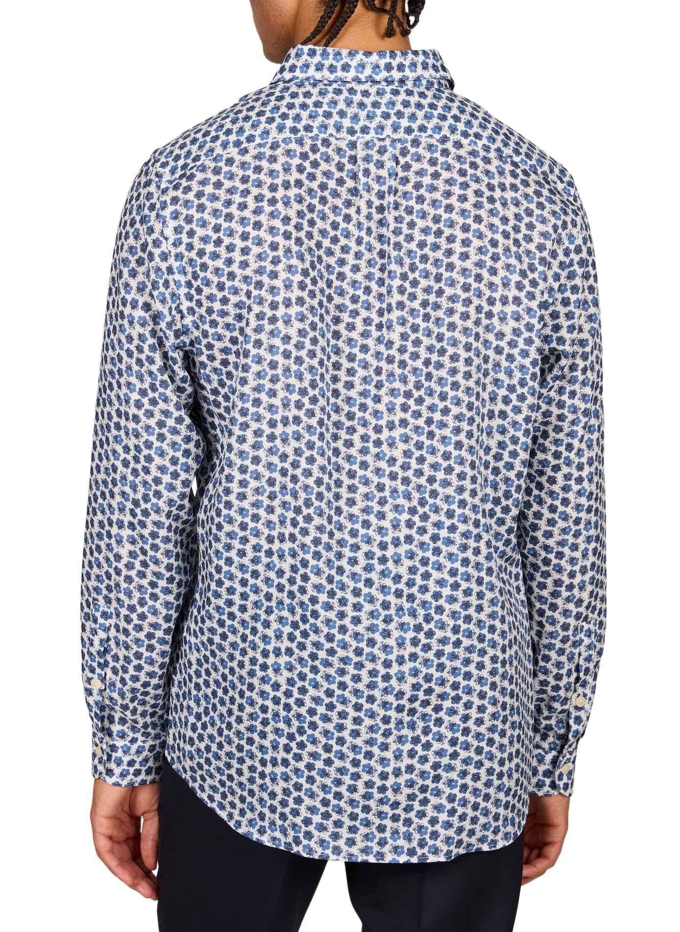 Chemise droite à motif fleuri PAUL SMITH Bleu