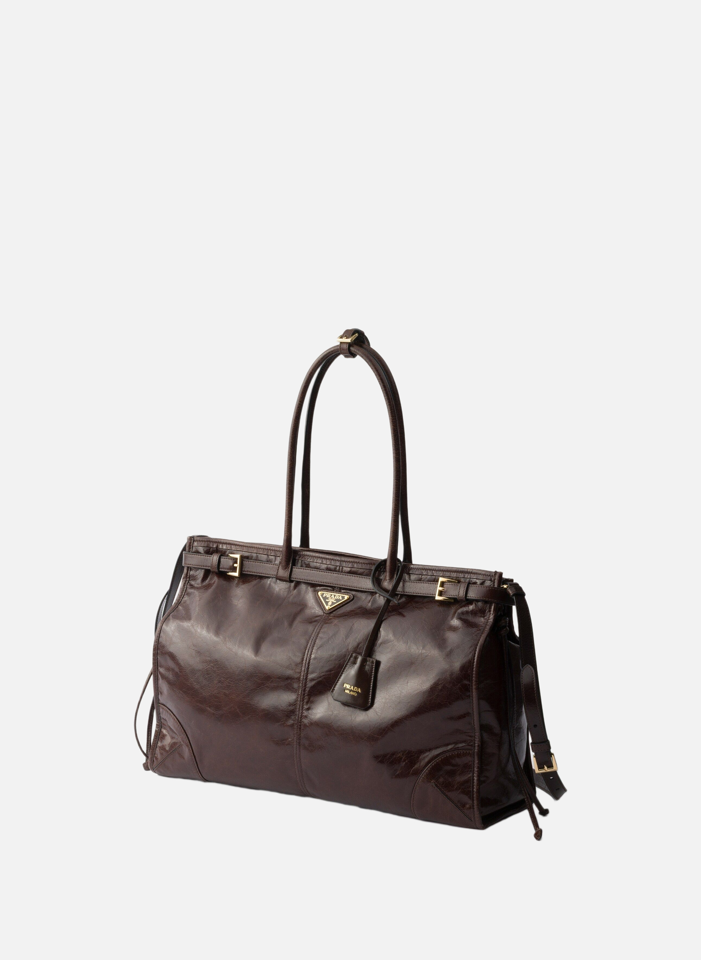 Grand sac prada bonnie en cuir PRADA Marron